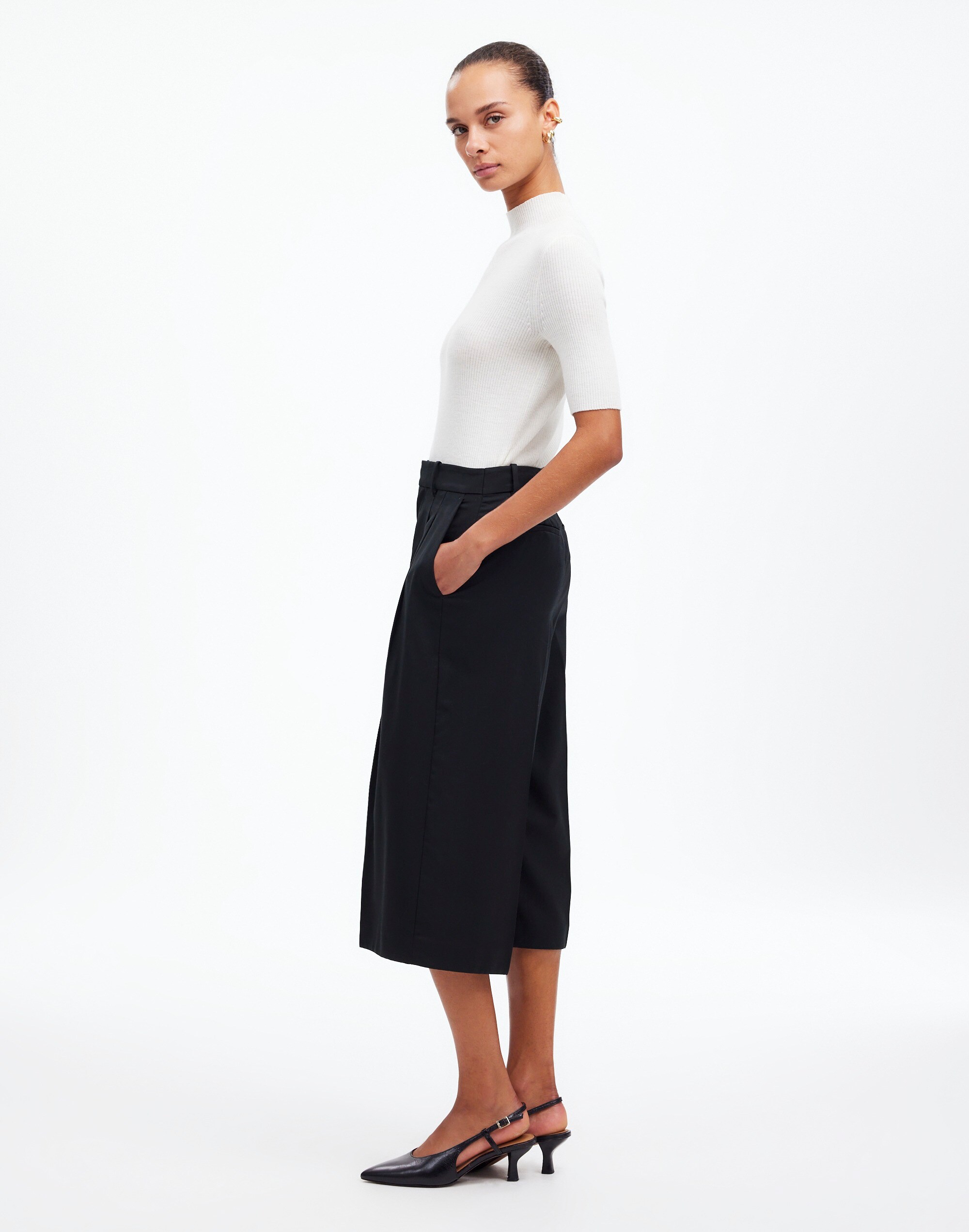 The Petite Harlow Superwide-Leg Culotte Wool | Madewell