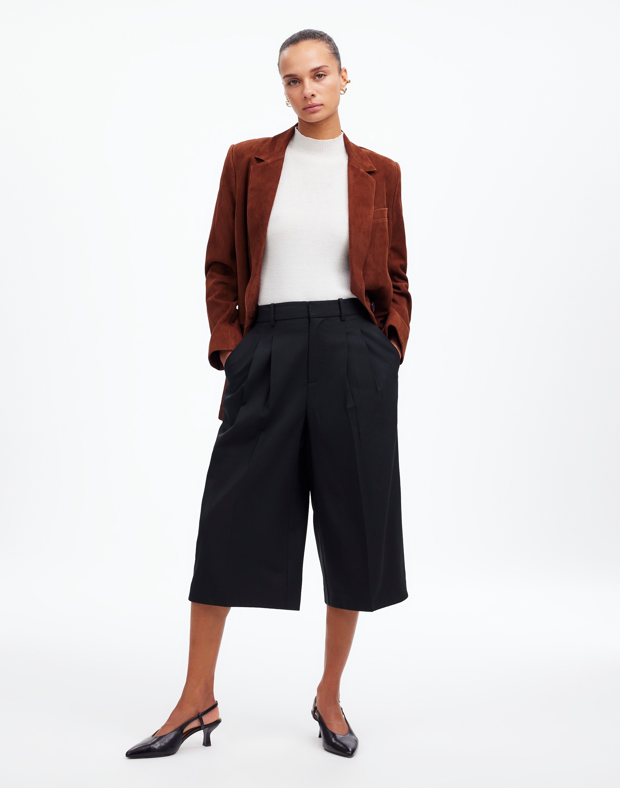 The Petite Harlow Superwide-Leg Culotte Wool | Madewell