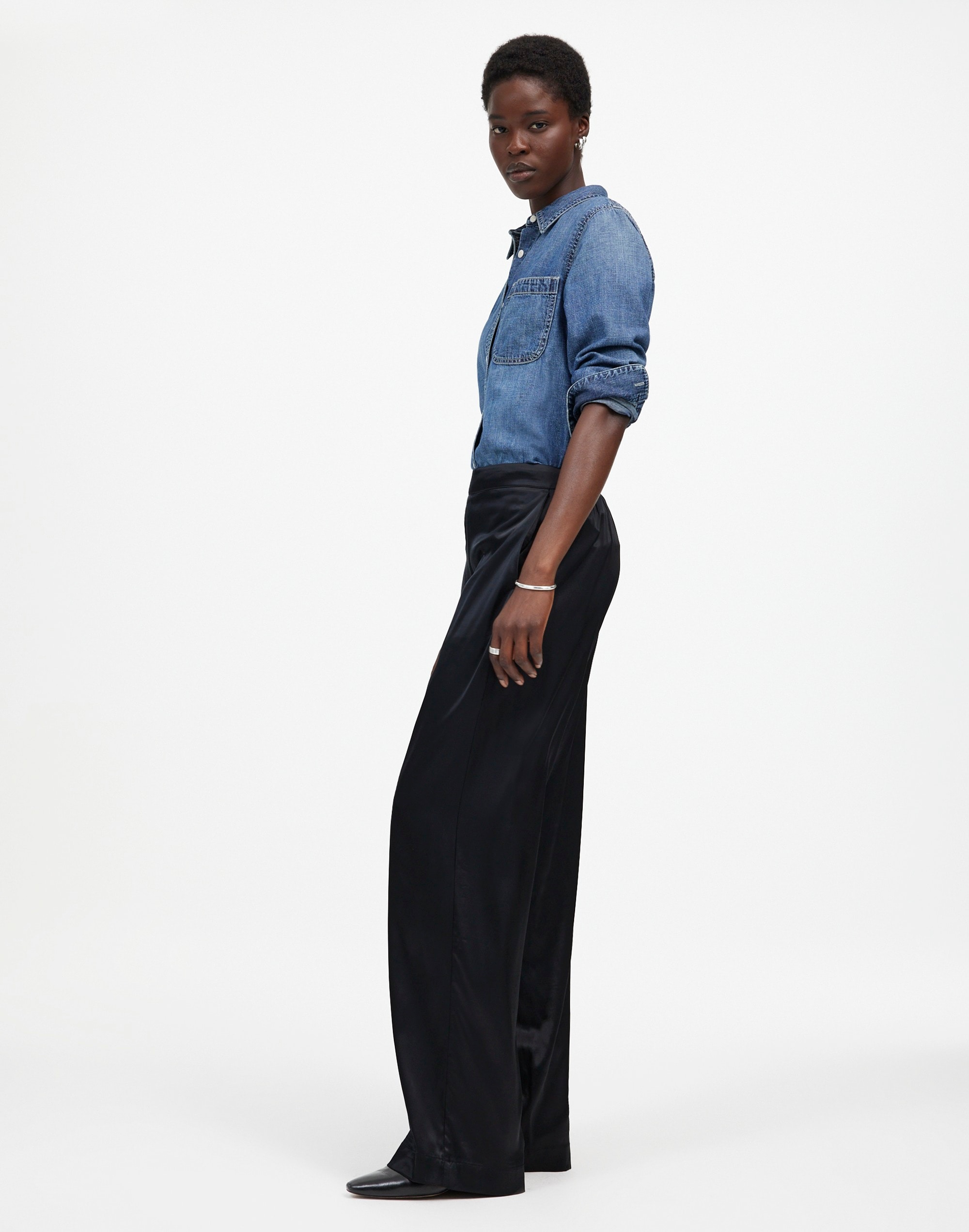 Pull-On Straight Pants Stretch Satin | Madewell