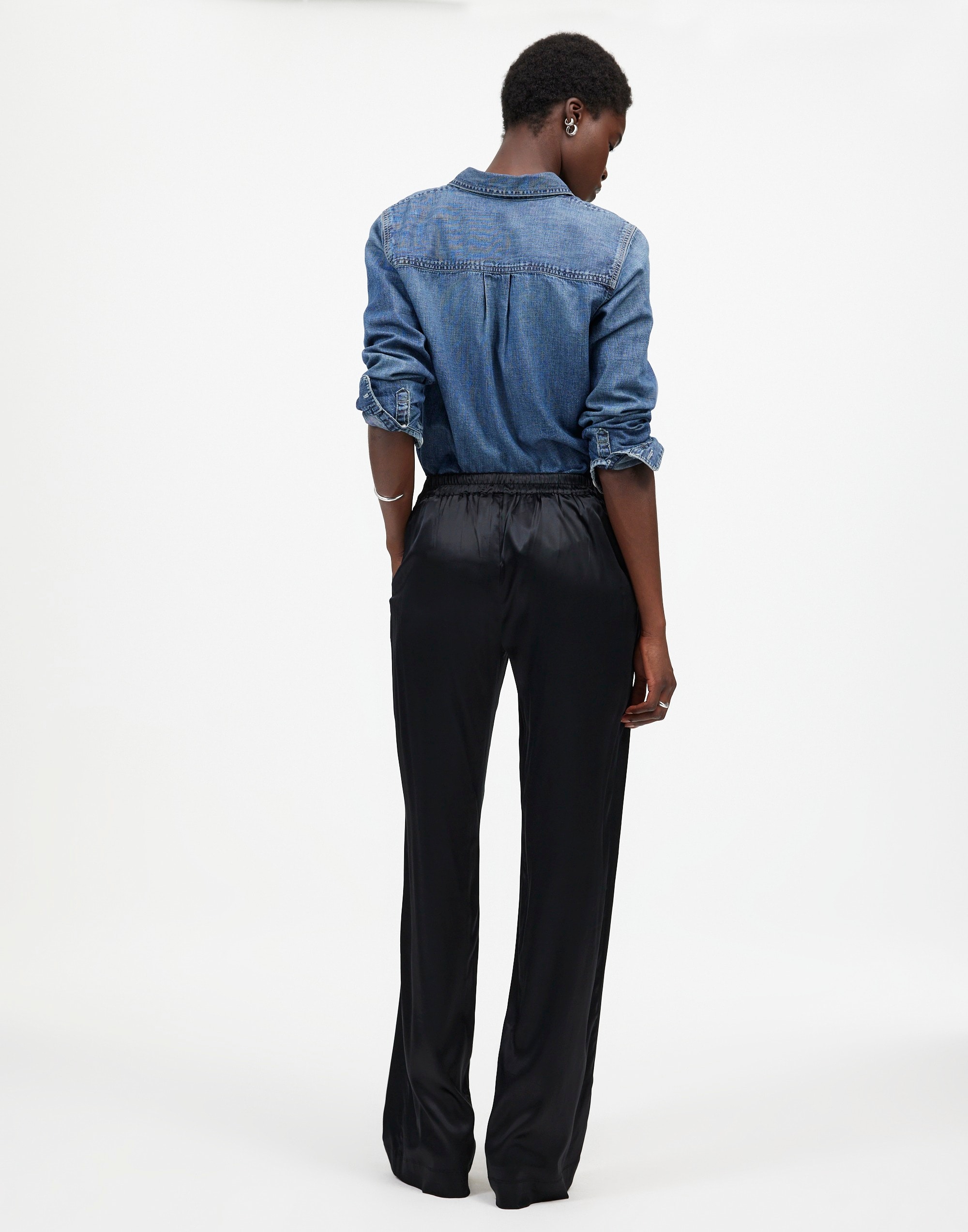 Pull-On Straight Pants Stretch Satin | Madewell