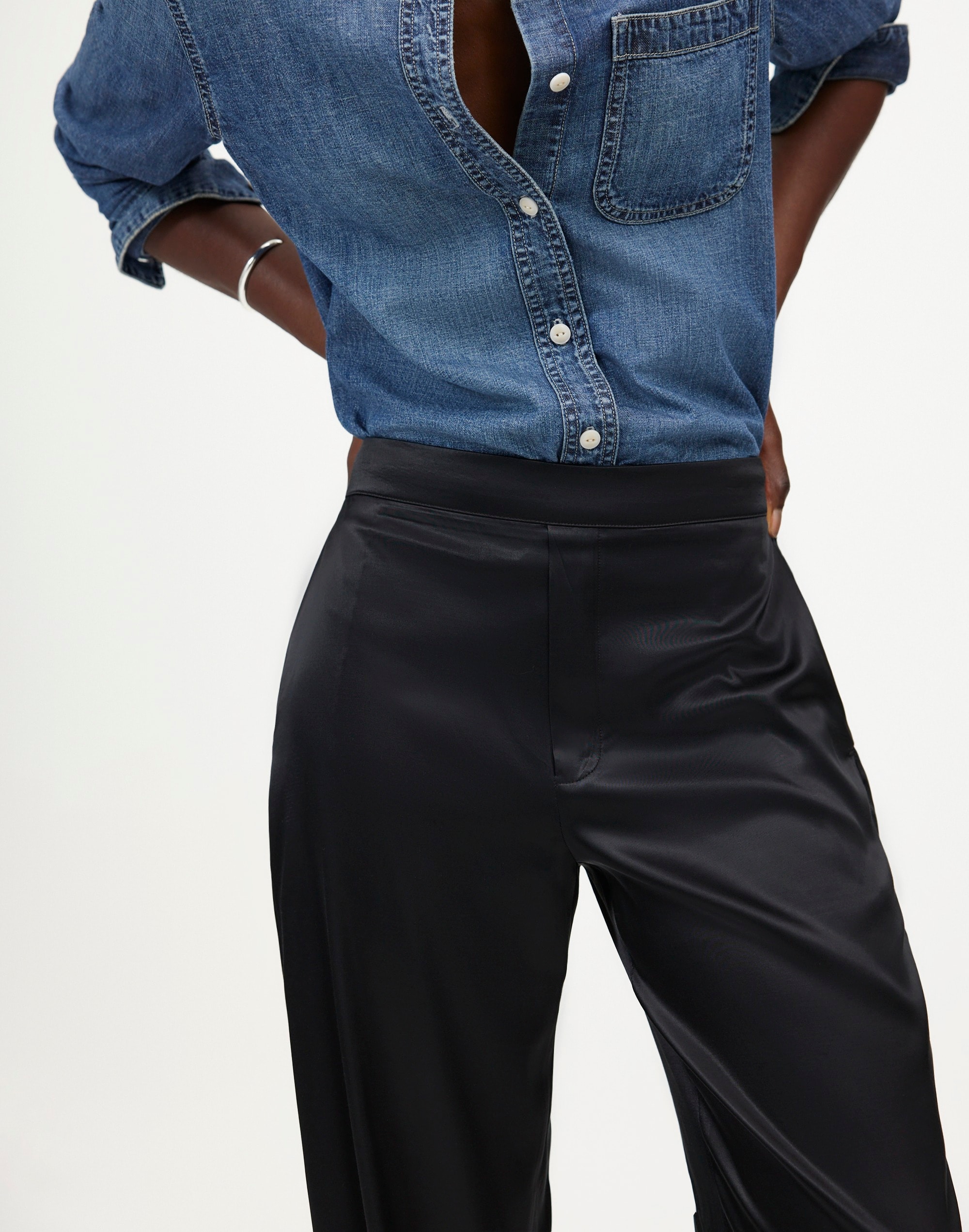 Pull-On Straight Pants Stretch Satin | Madewell