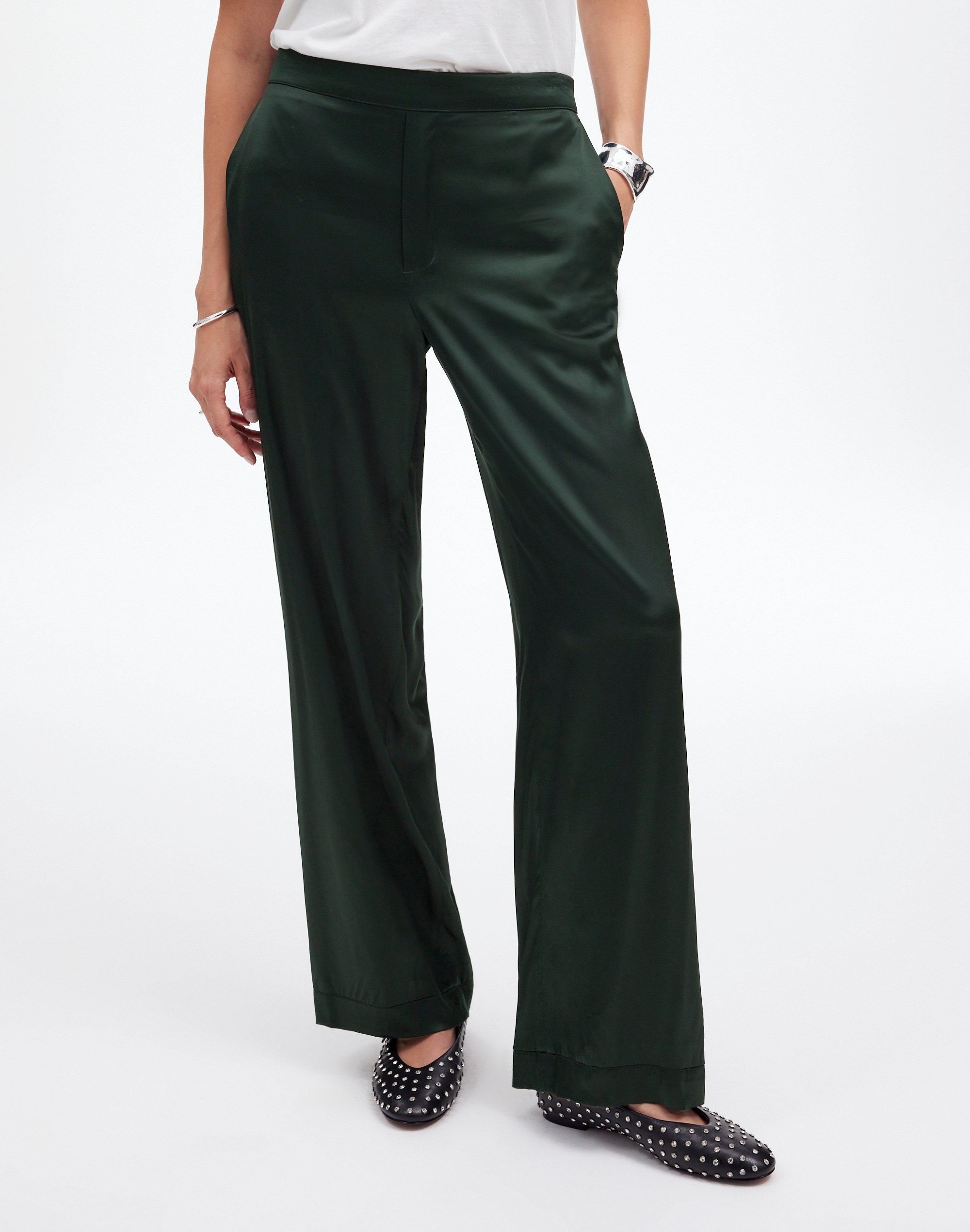 Pull-On Straight Pants Stretch Satin | Madewell