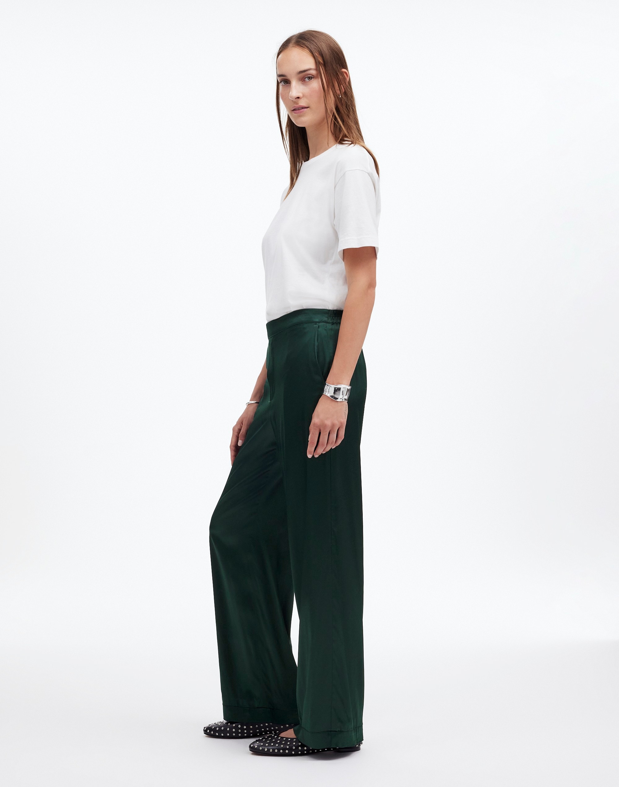 Pull-On Straight Pants Stretch Satin | Madewell