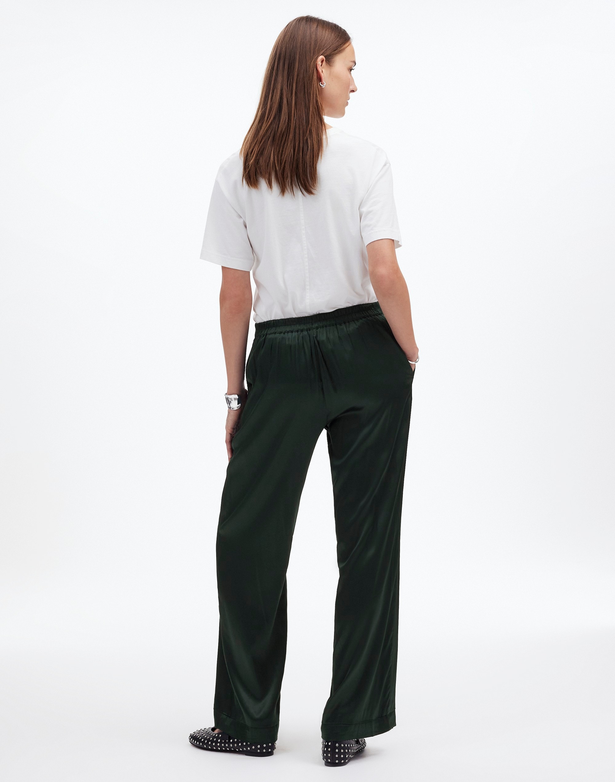 Pull-On Straight Pants Stretch Satin | Madewell