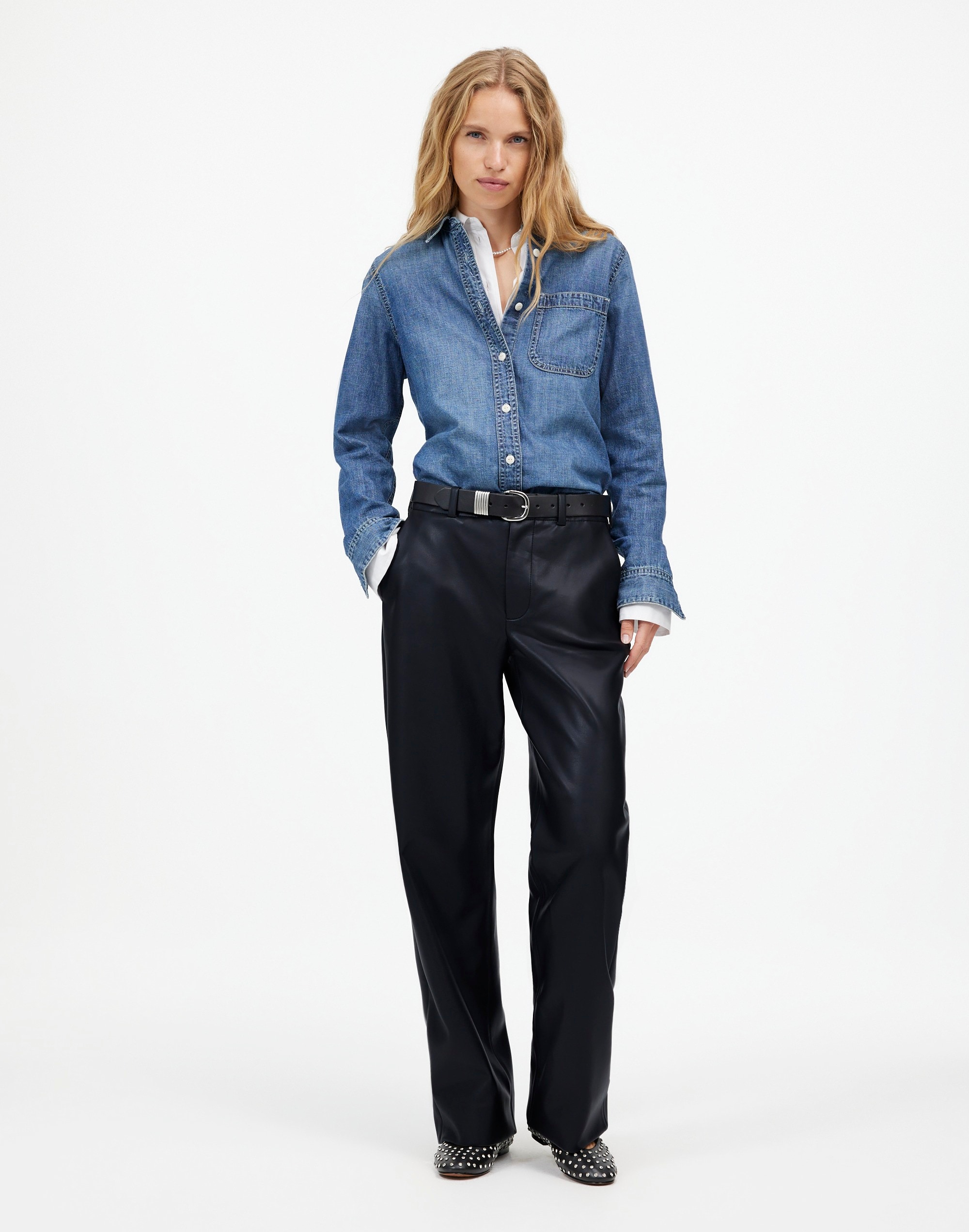 Low-Slung Baggy Pants Faux Leather | Madewell