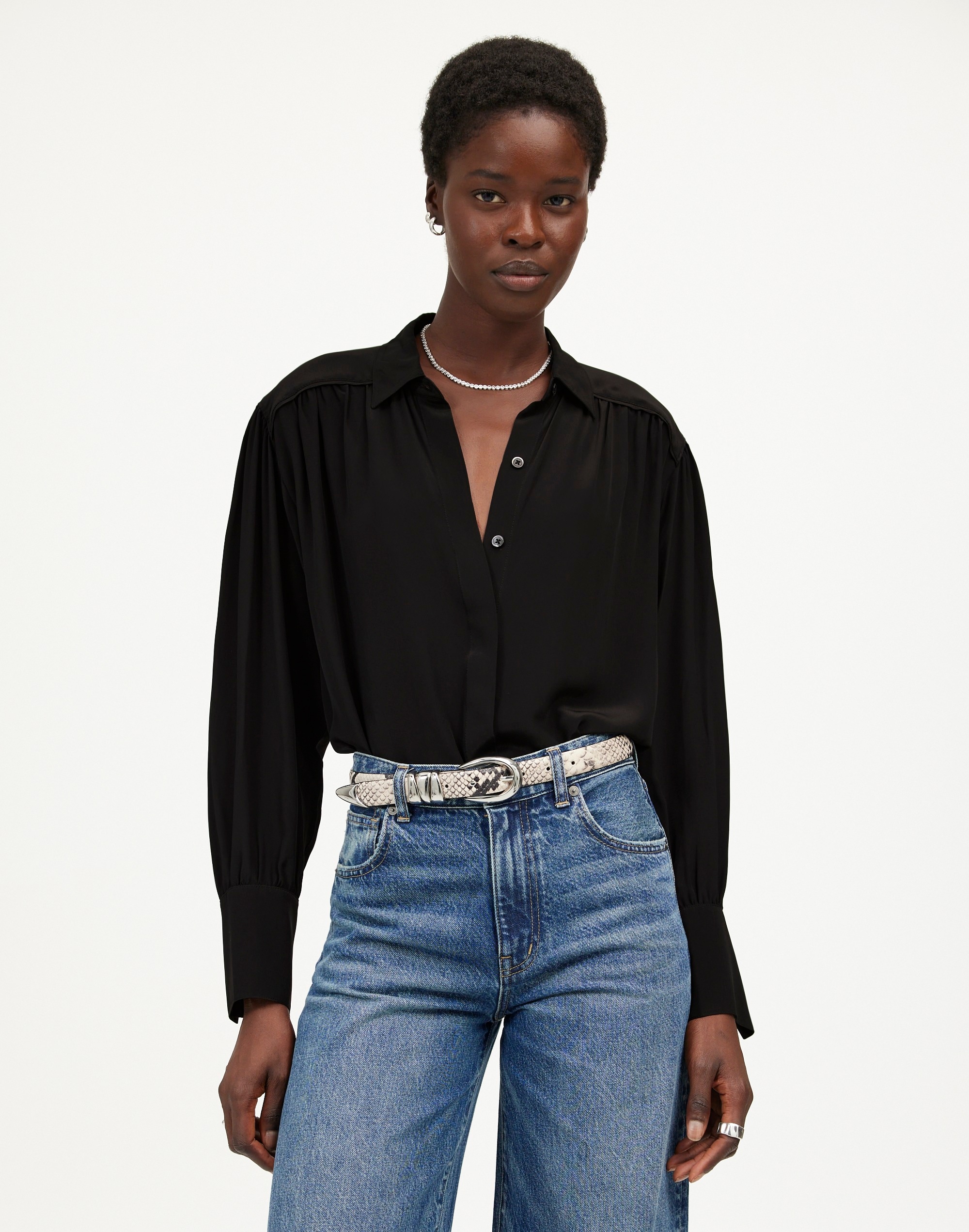 Long-Sleeve Button-Front Top | Madewell