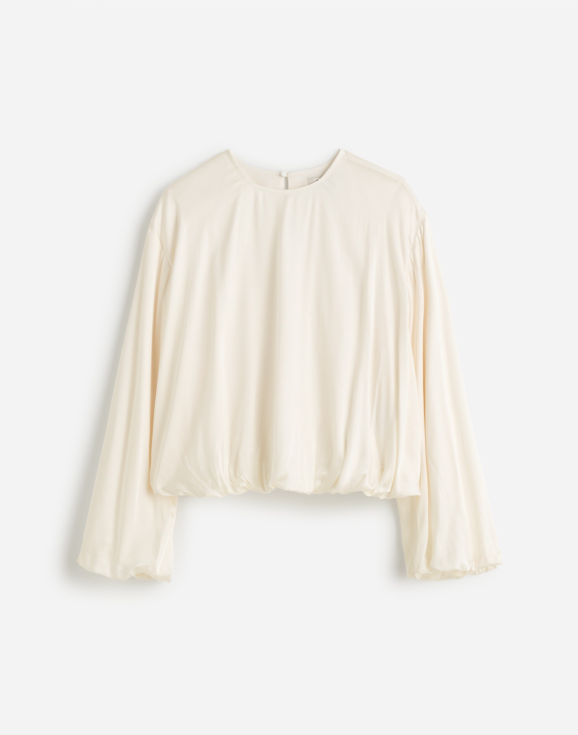 Long-Sleeve Bubble-Hem Top Satin | Madewell