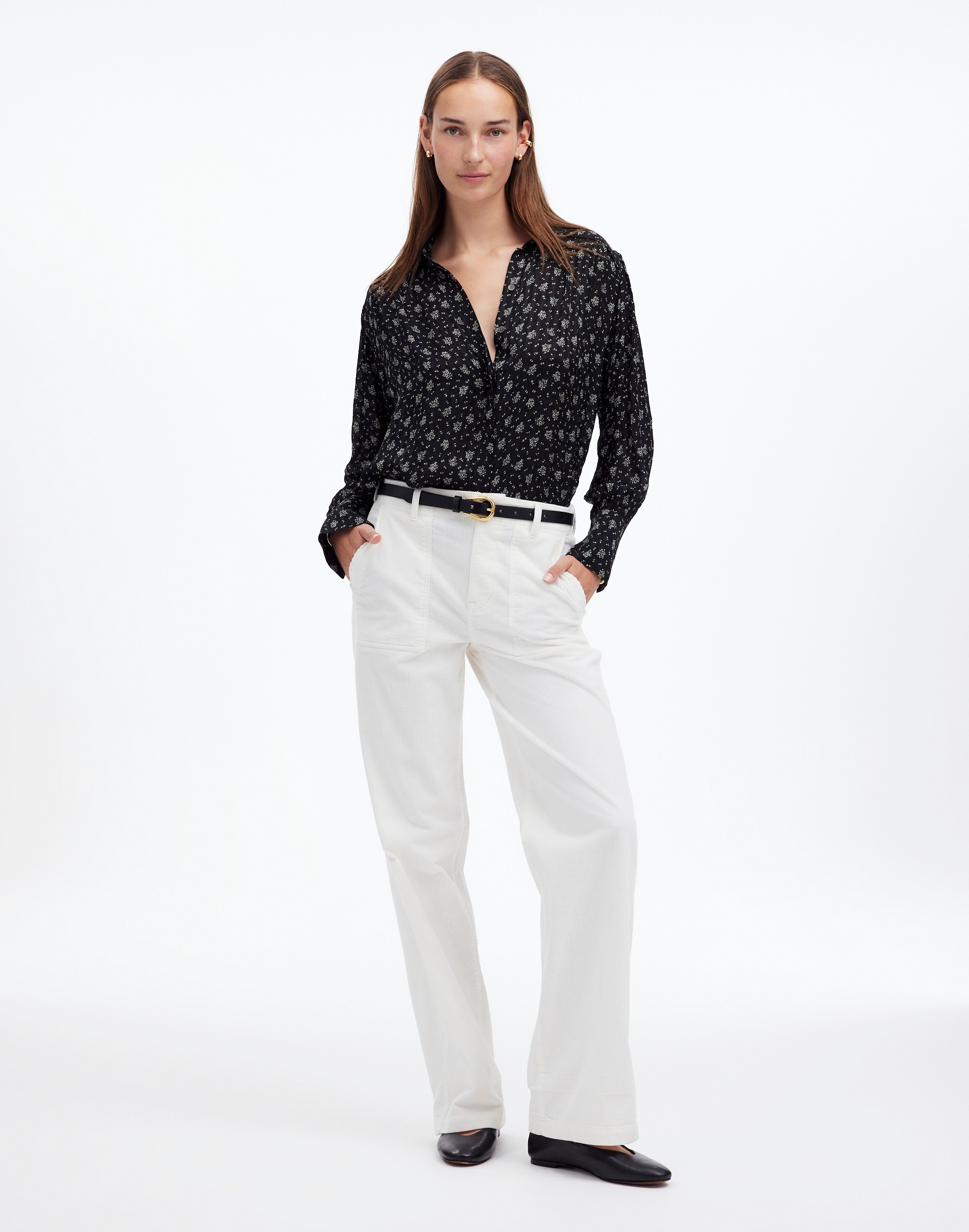 Long-Sleeve Button-Front Top | Madewell