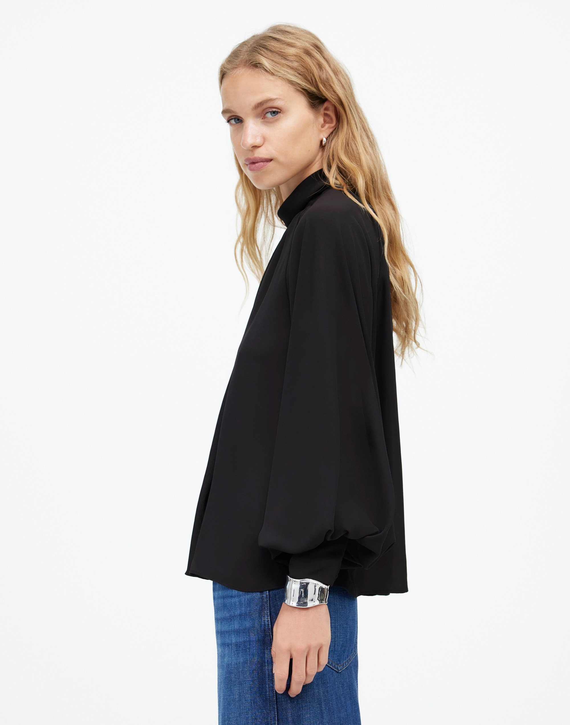 Turtleneck Long-Sleeve Top Chiffon | Madewell