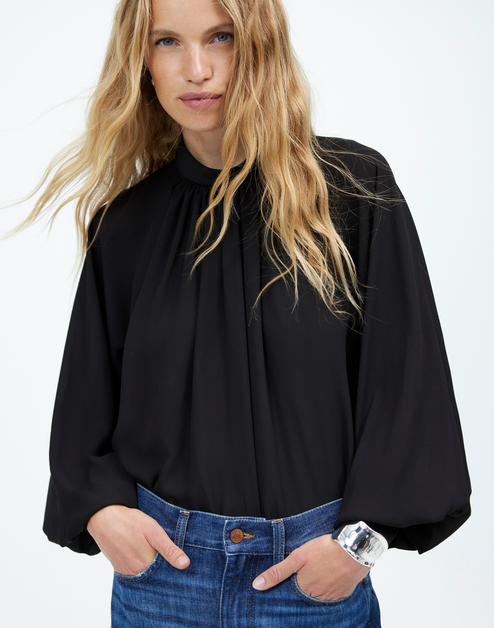 Turtleneck Long-Sleeve Top Chiffon | Madewell