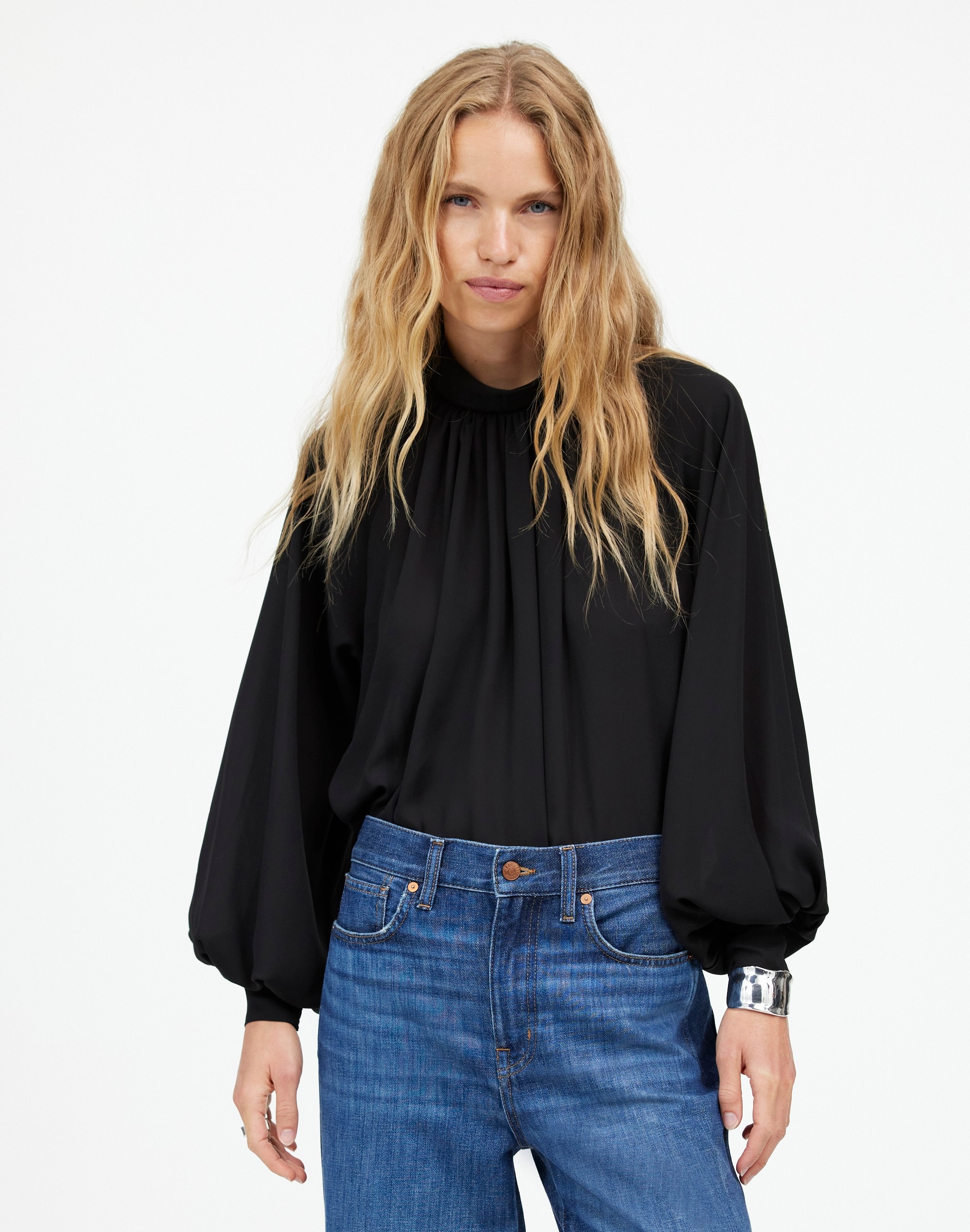 Turtleneck Long-Sleeve Top Chiffon | Madewell