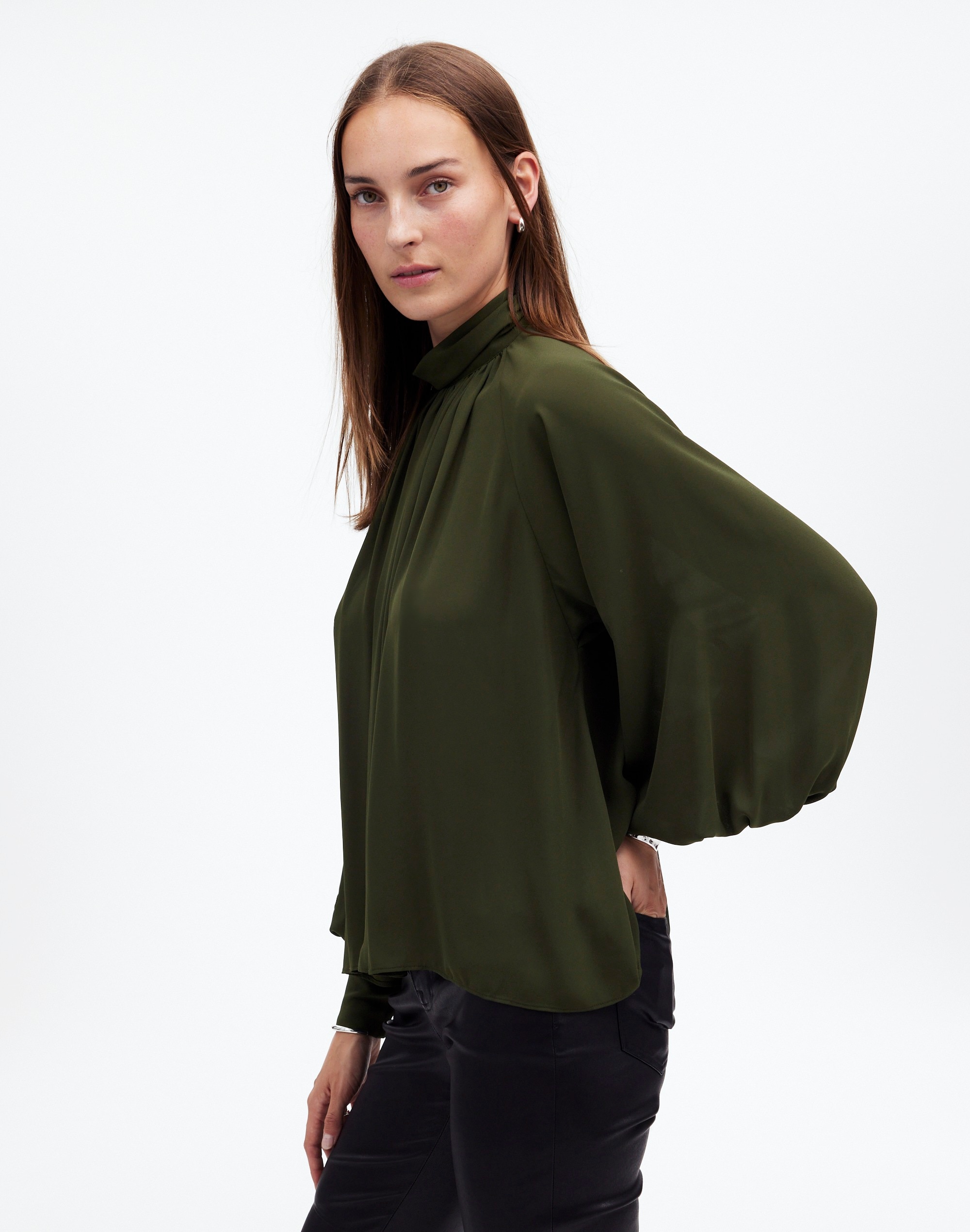 Turtleneck Long-Sleeve Top Chiffon | Madewell