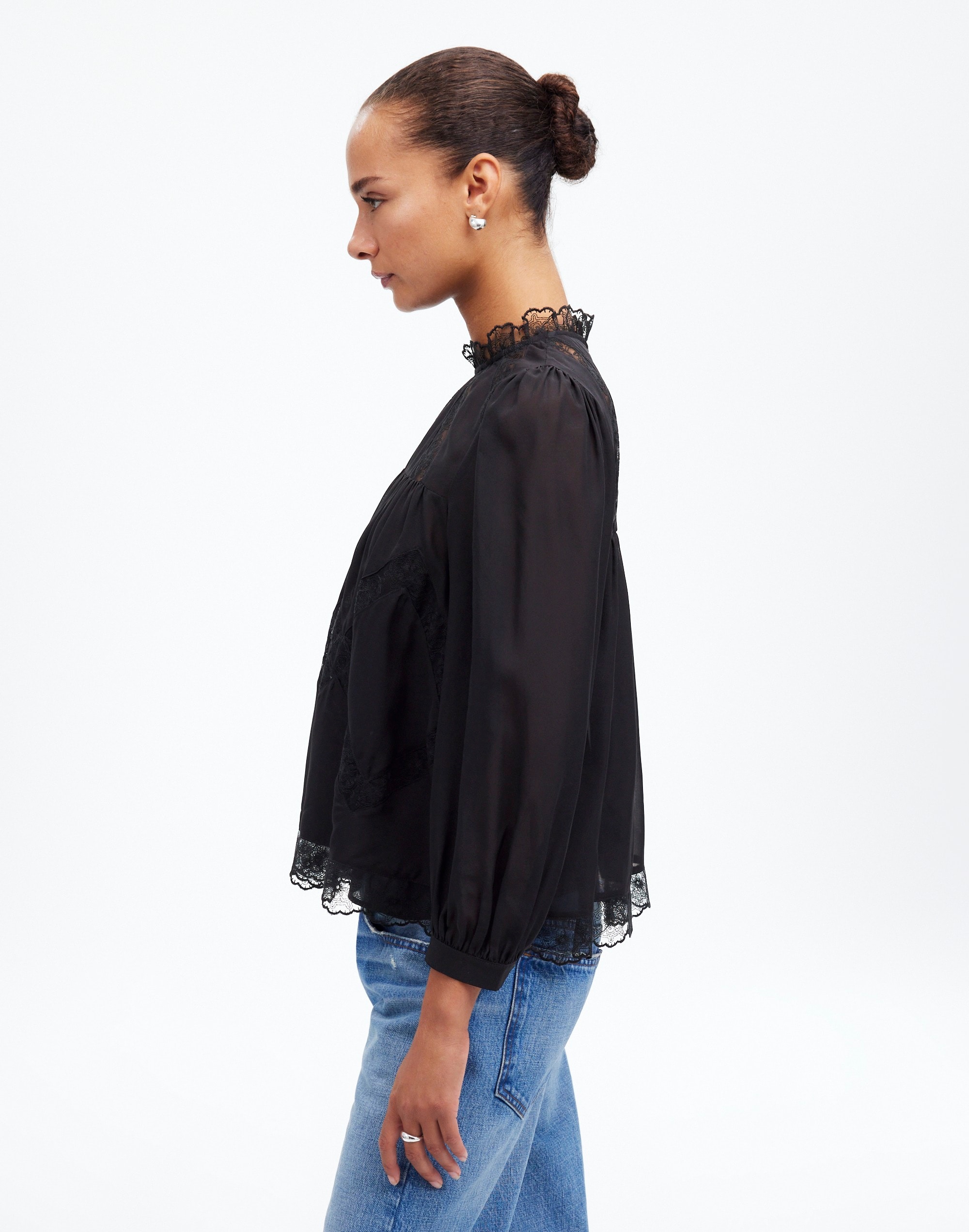 Lace-Inset Top Silk | Madewell