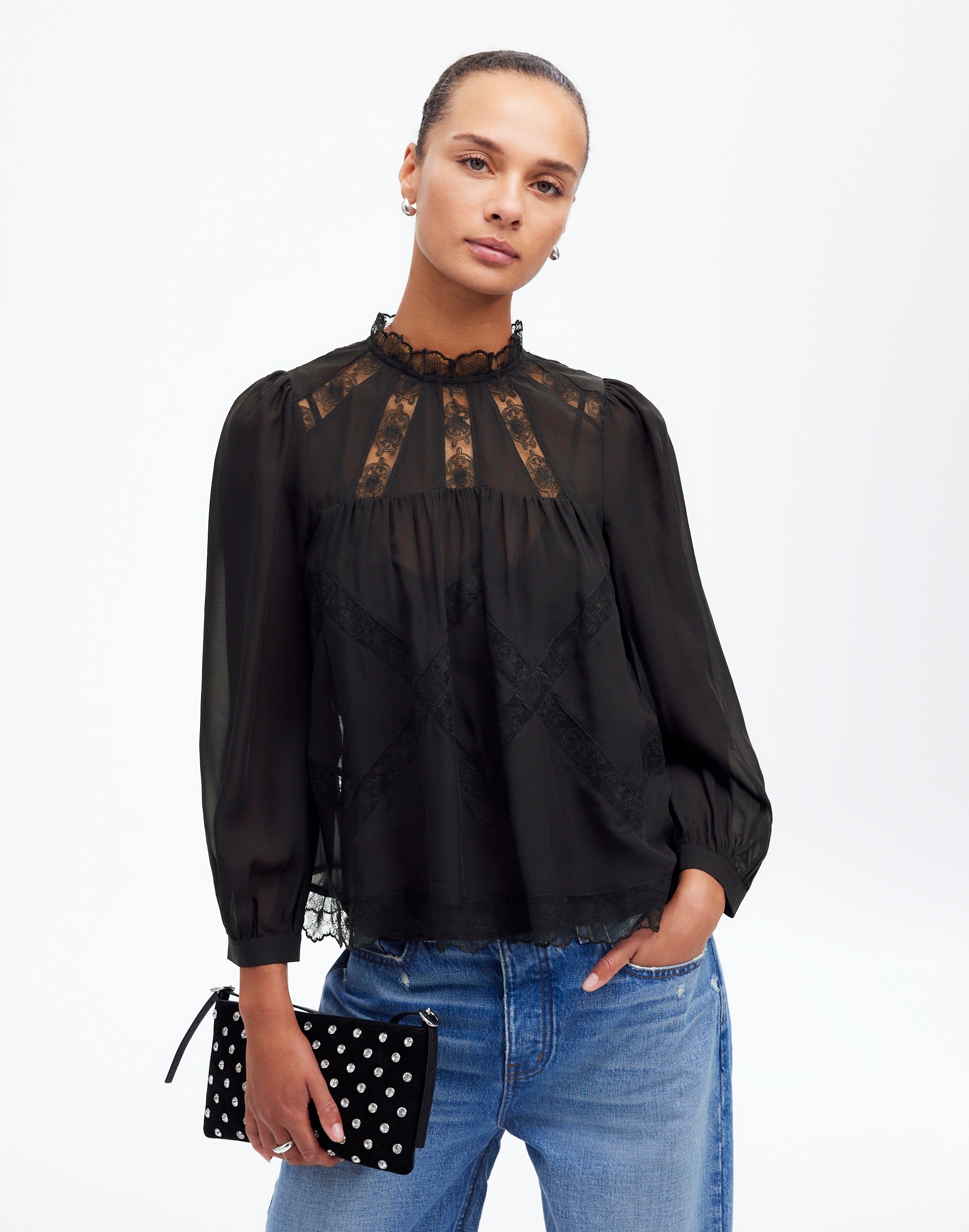 Lace-Inset Top Silk | Madewell