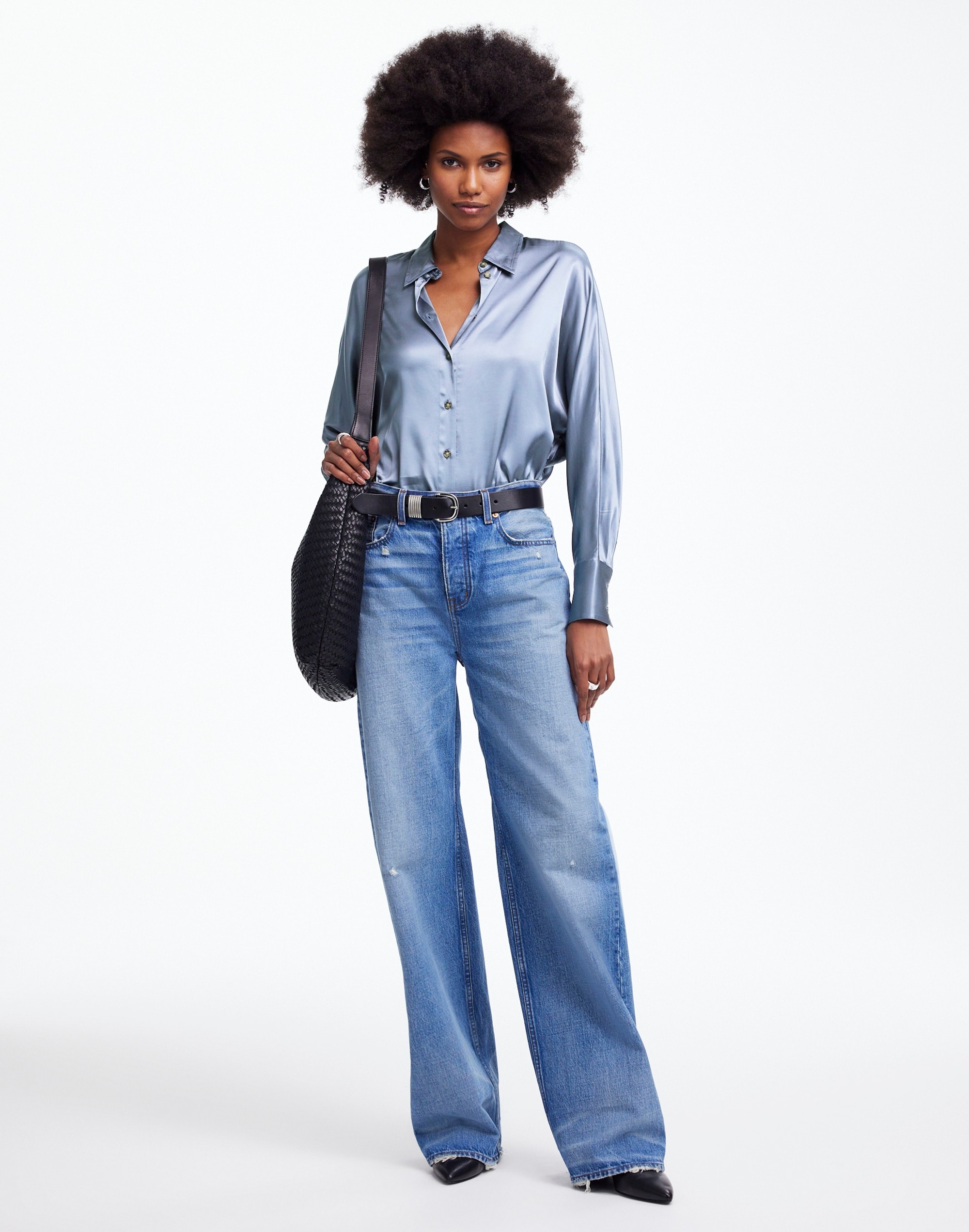 Relaxed Dolman Button-Up Shirt Satin | Madewell