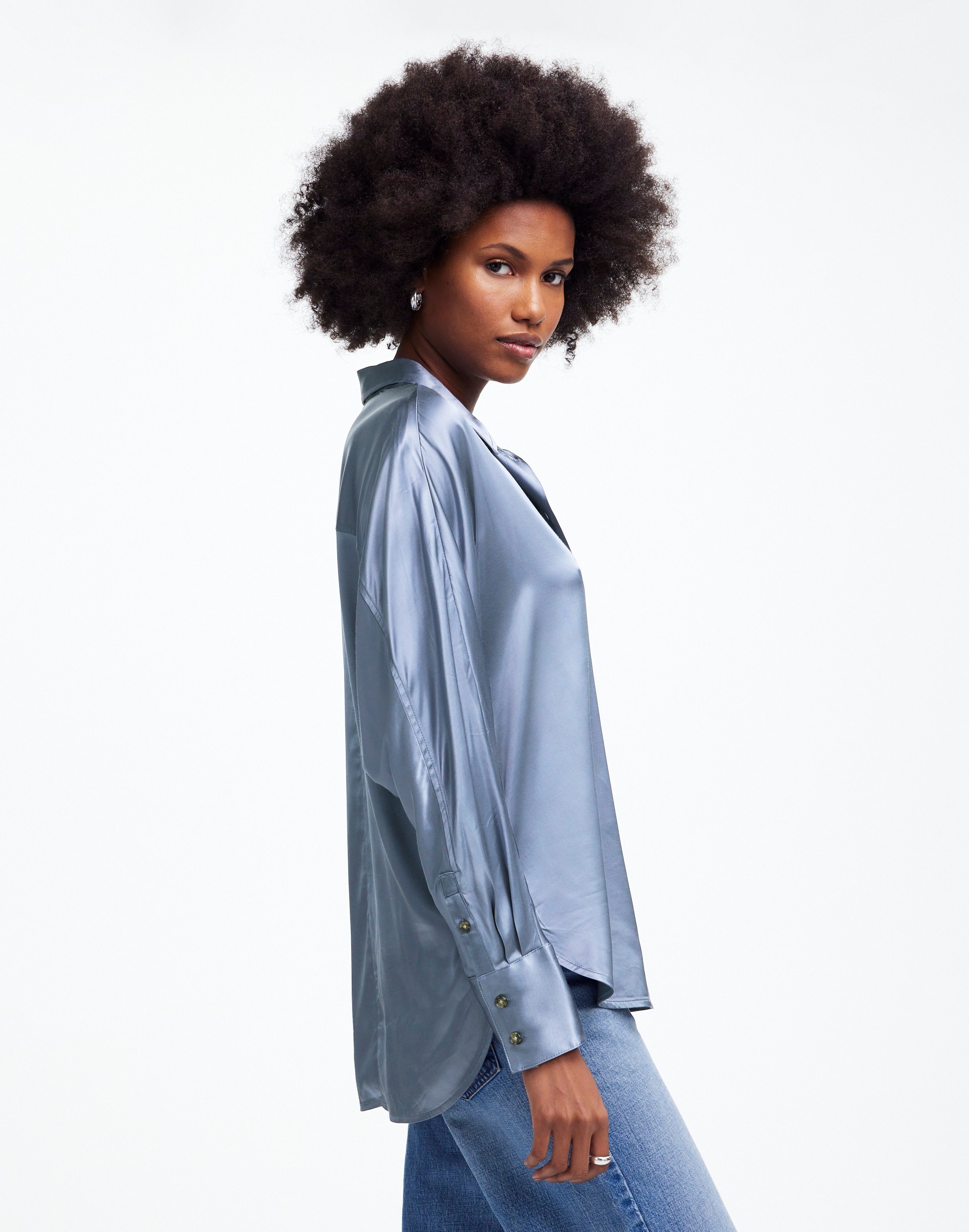 Relaxed Dolman Button-Up Shirt Satin | Madewell