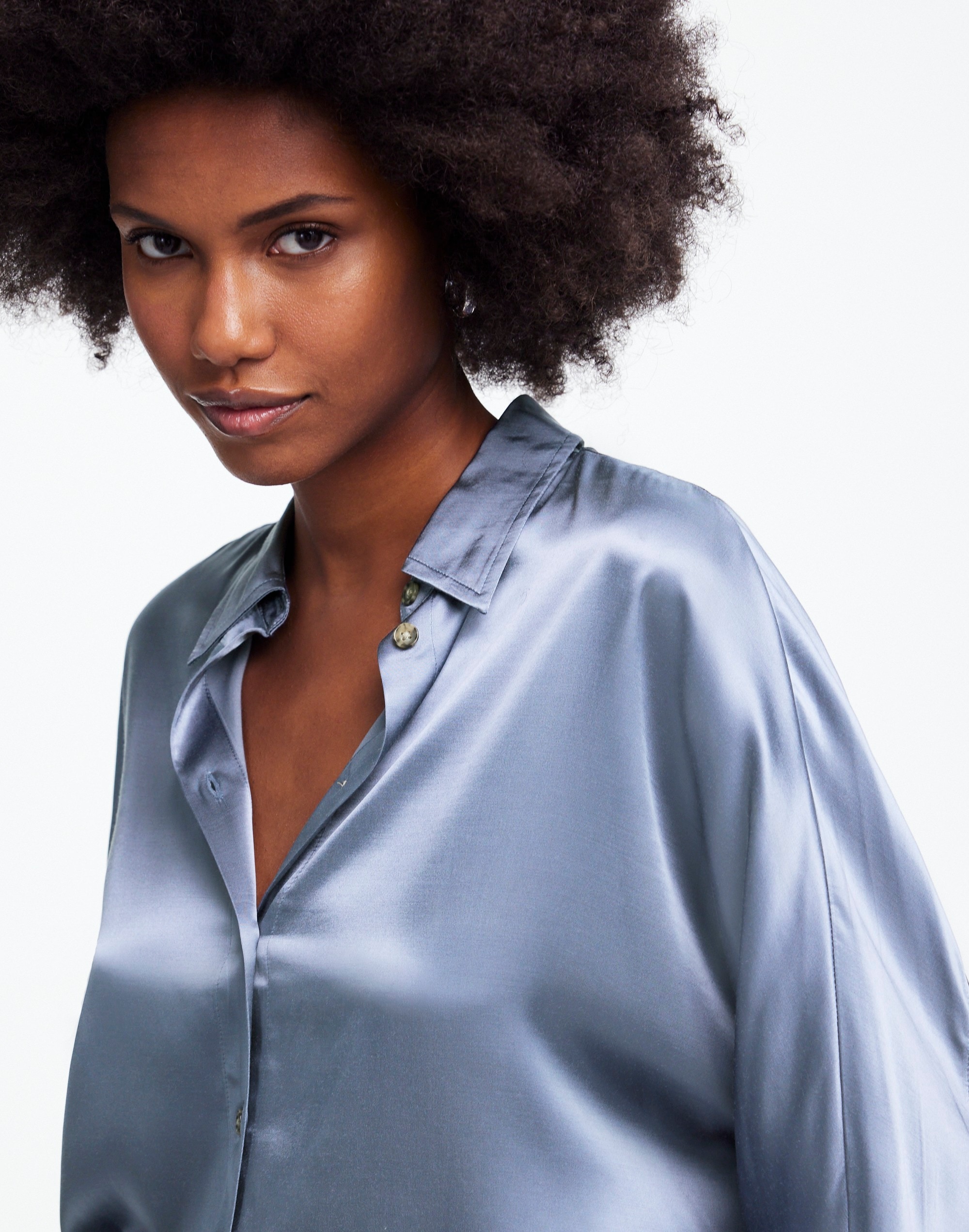 Relaxed Dolman Button-Up Shirt Satin | Madewell