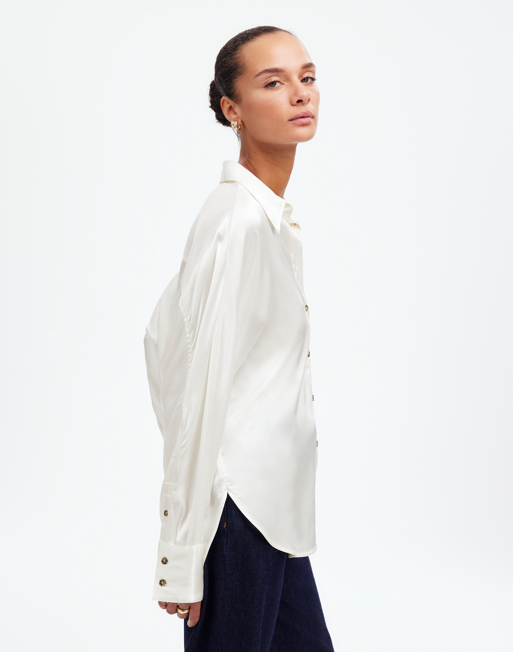 Relaxed Dolman Button-Up Shirt Satin | Madewell