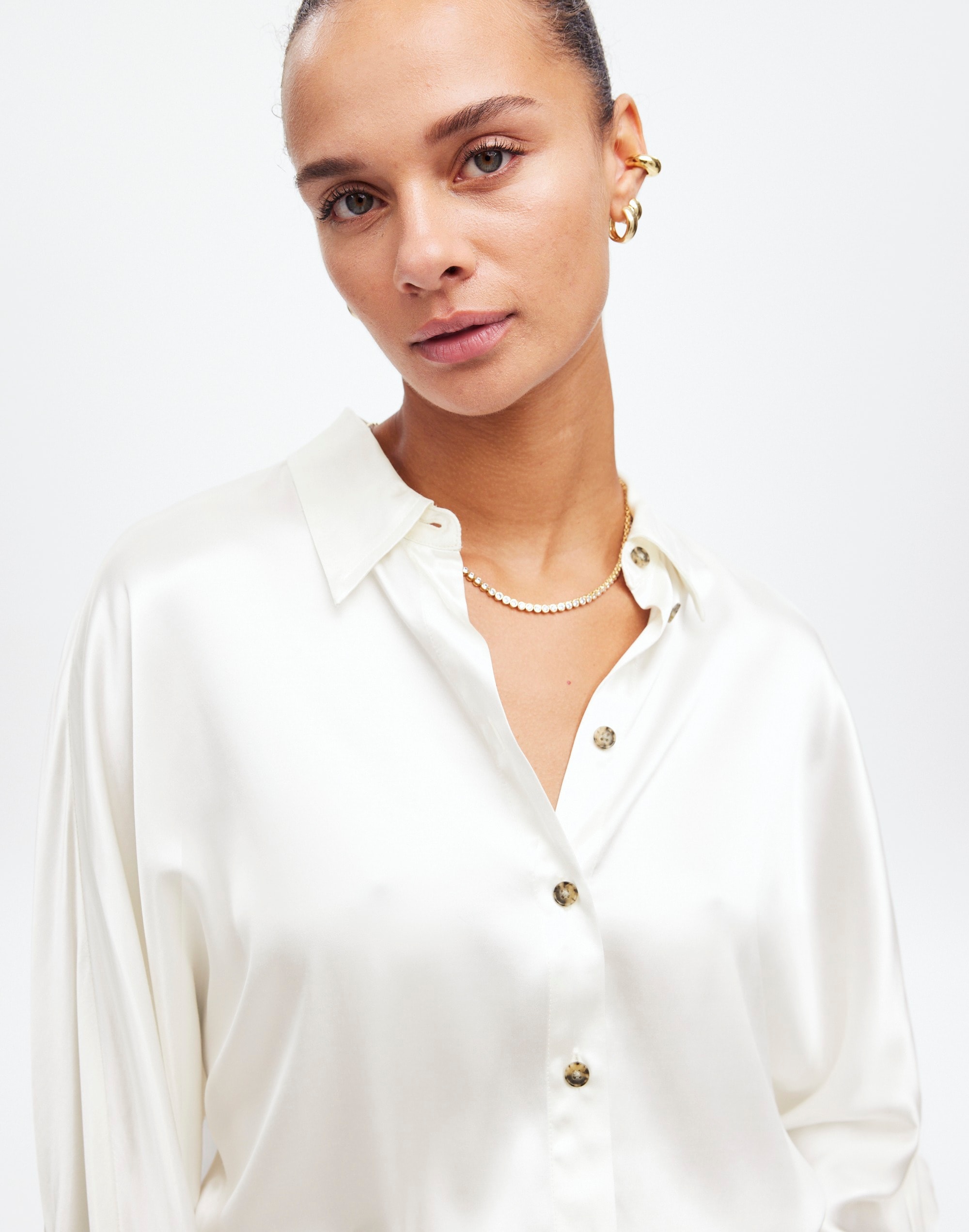 Relaxed Dolman Button-Up Shirt Satin | Madewell