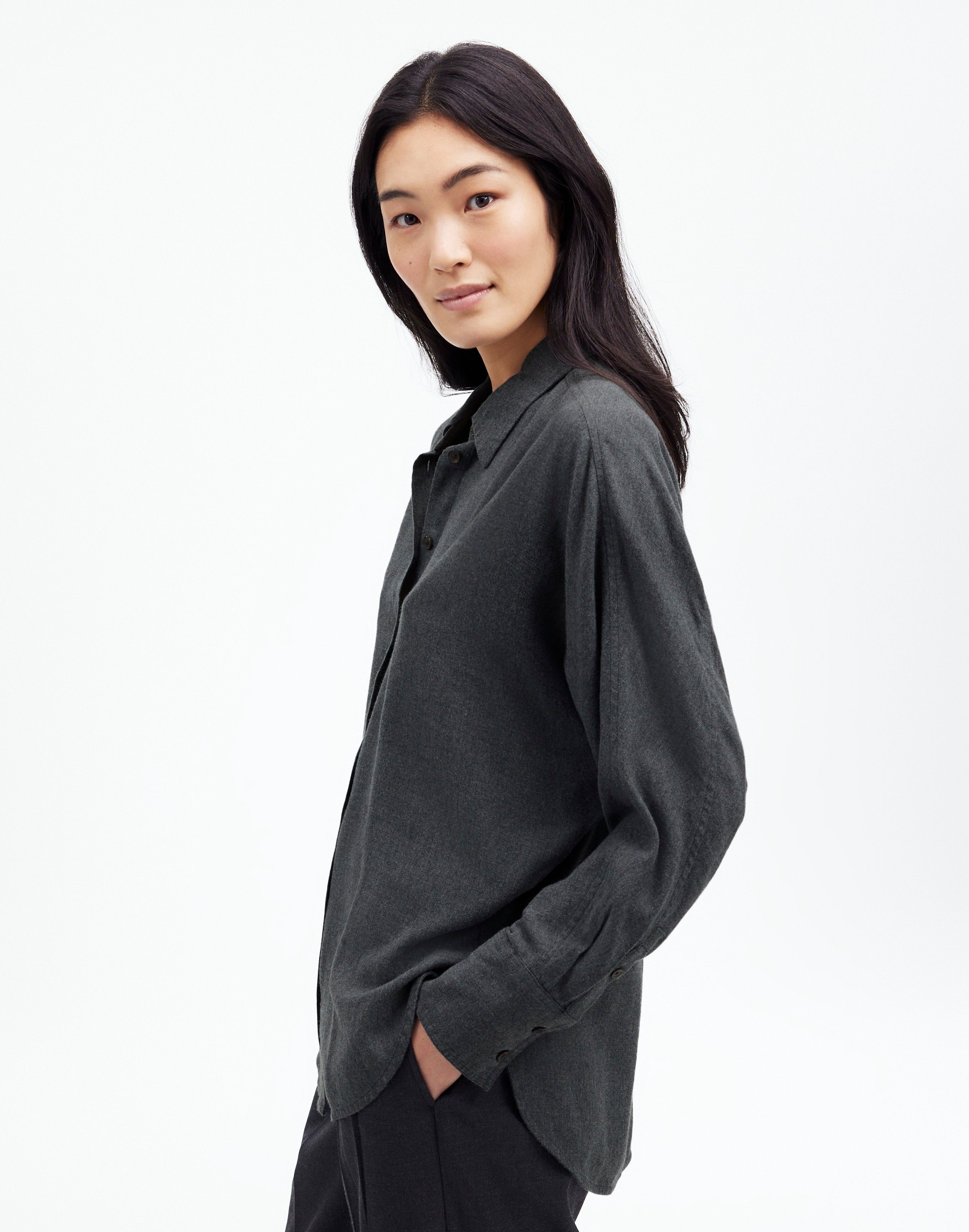 Heathered Flannel Dolman Button-Up Shirt | Madewell