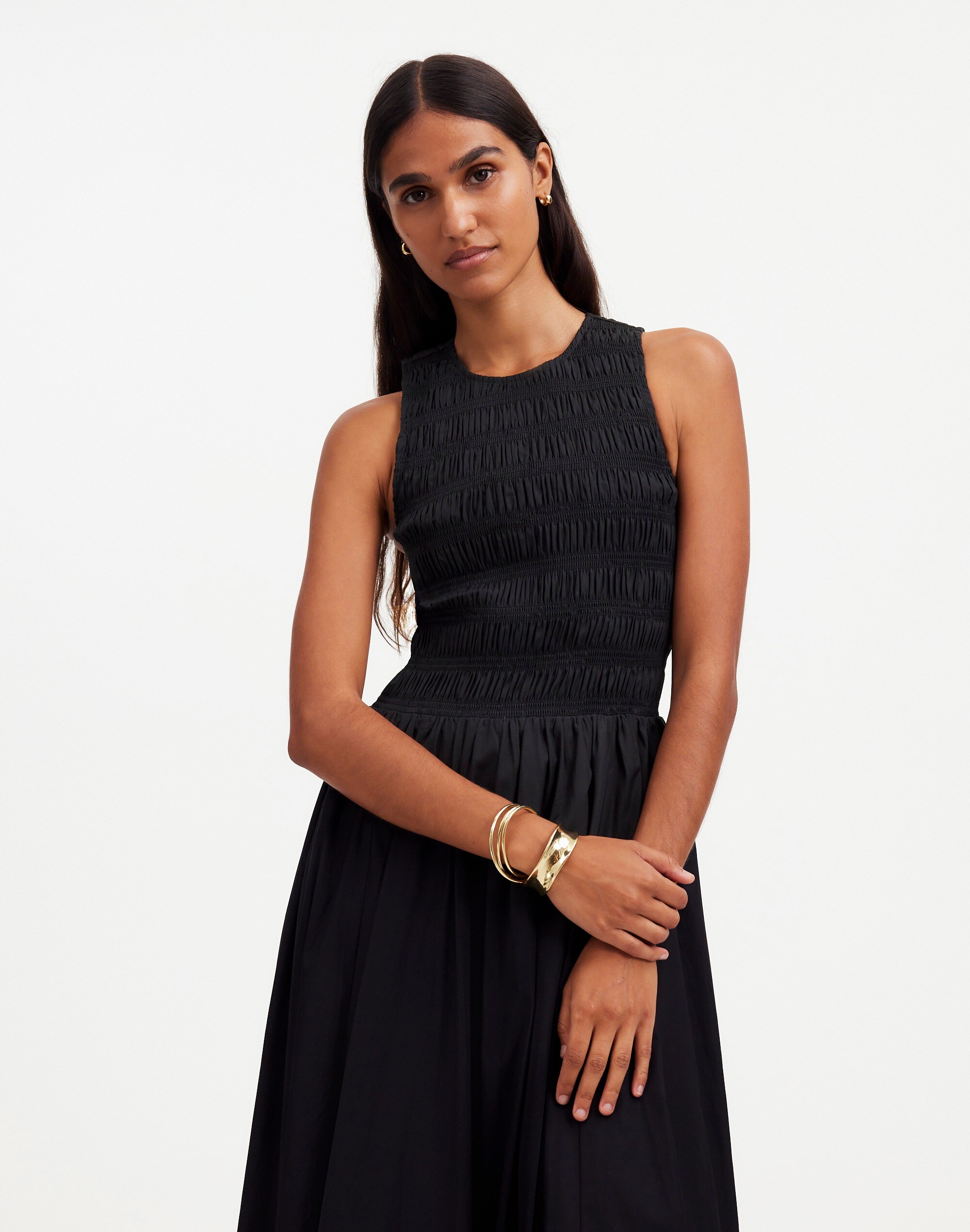 The Melody Bubble-Hem Smocked Midi Dress Poplin | Madewell