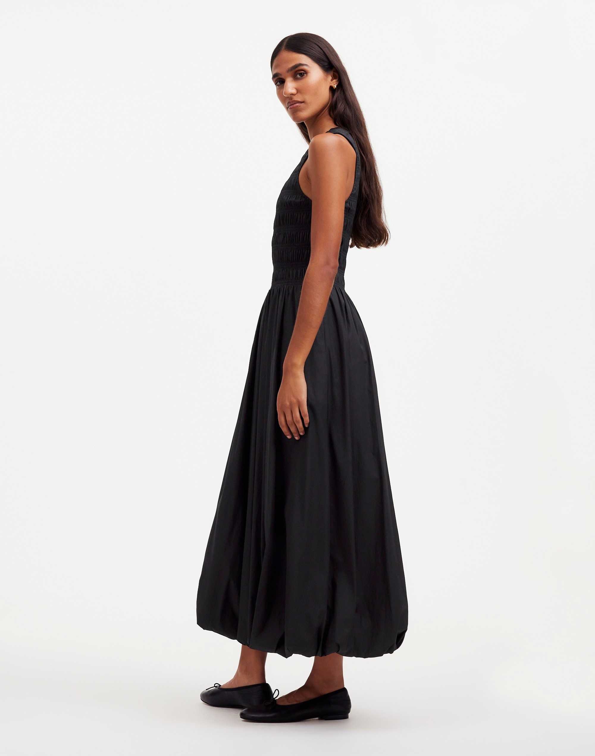 The Melody Bubble-Hem Smocked Midi Dress Poplin | Madewell