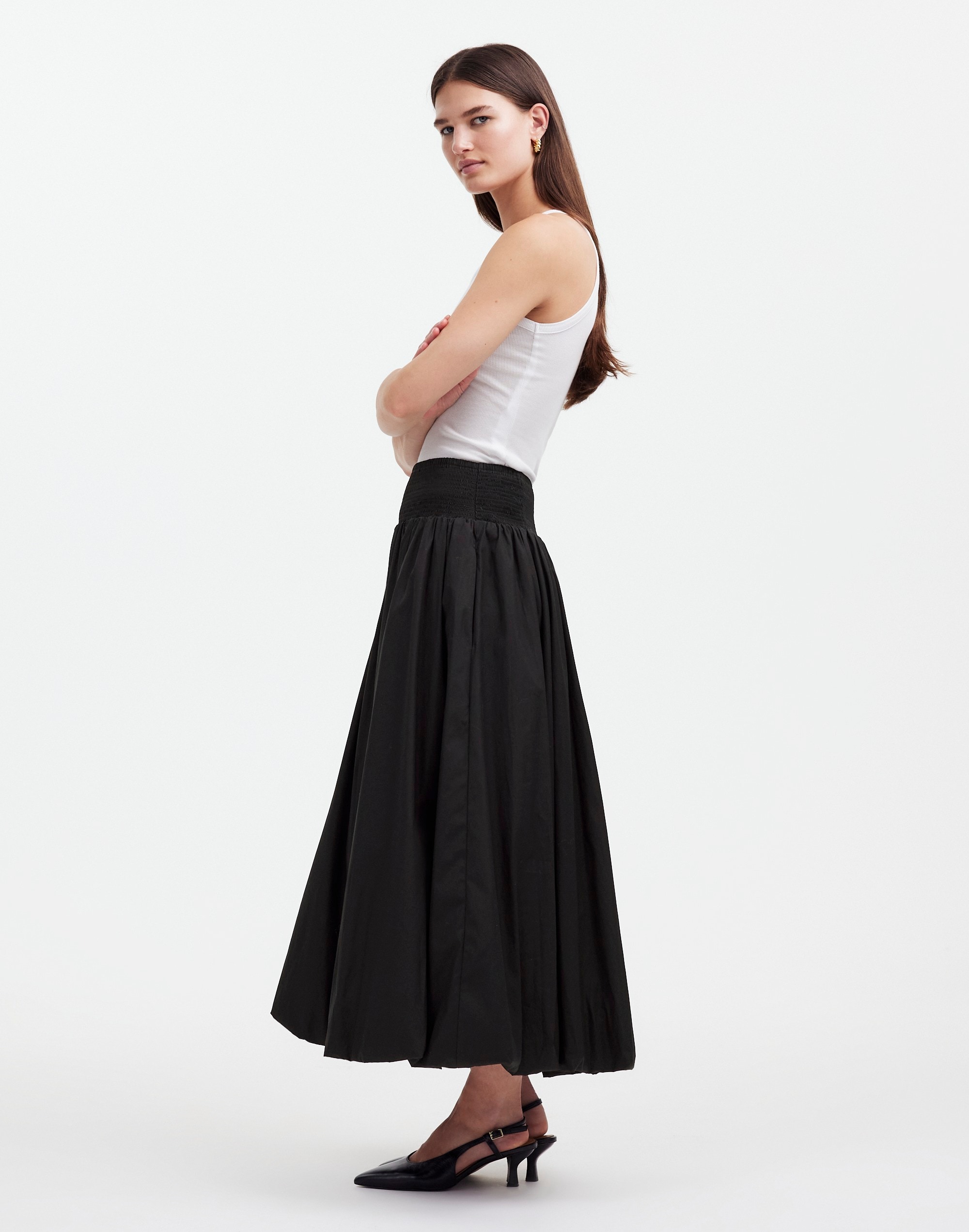 Poplin Smocked Bubble Midi Skirt | Madewell