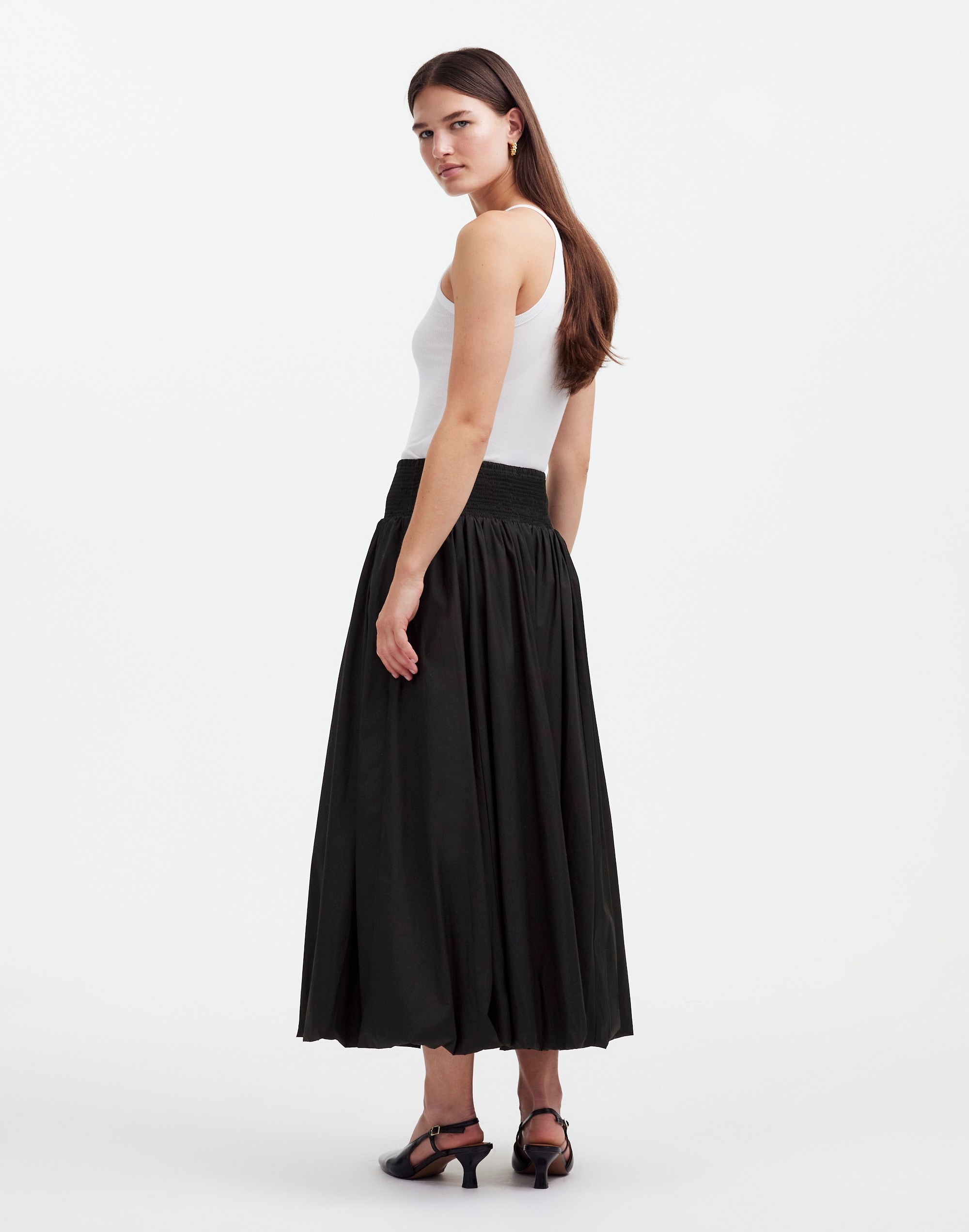 Poplin Smocked Bubble Midi Skirt | Madewell