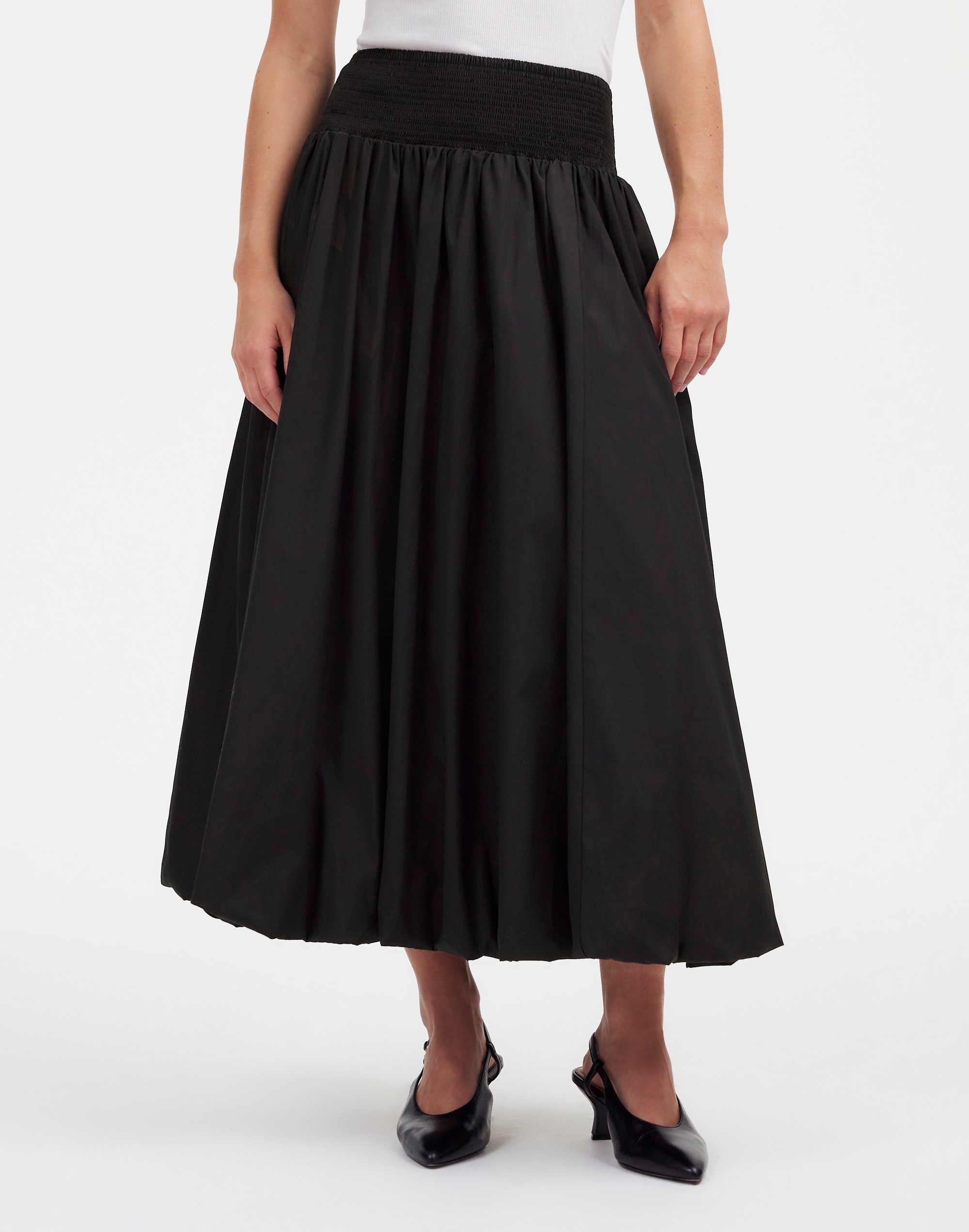 Poplin Smocked Bubble Midi Skirt | Madewell