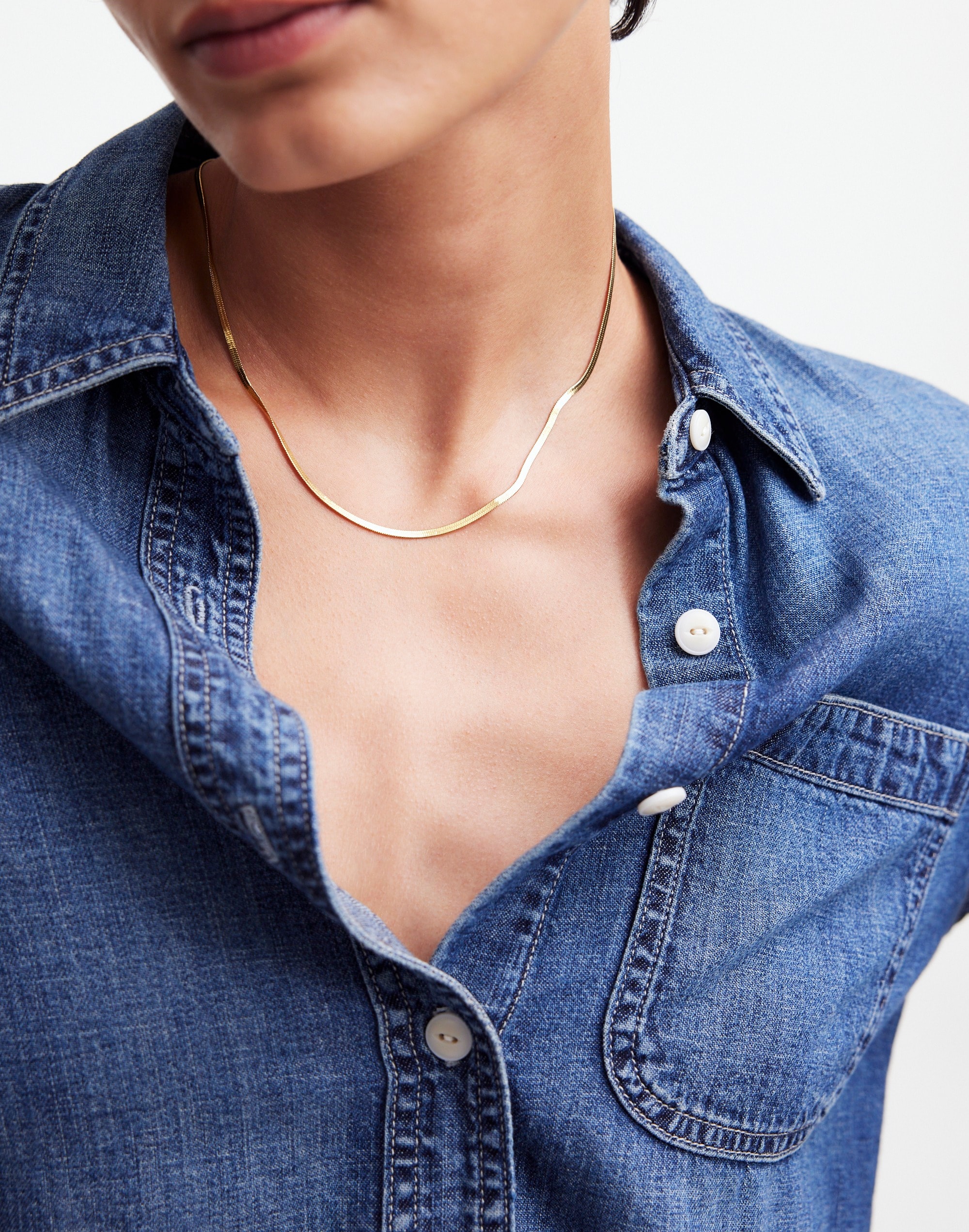 Demi-Fine Skinny Herringbone Chain | Madewell