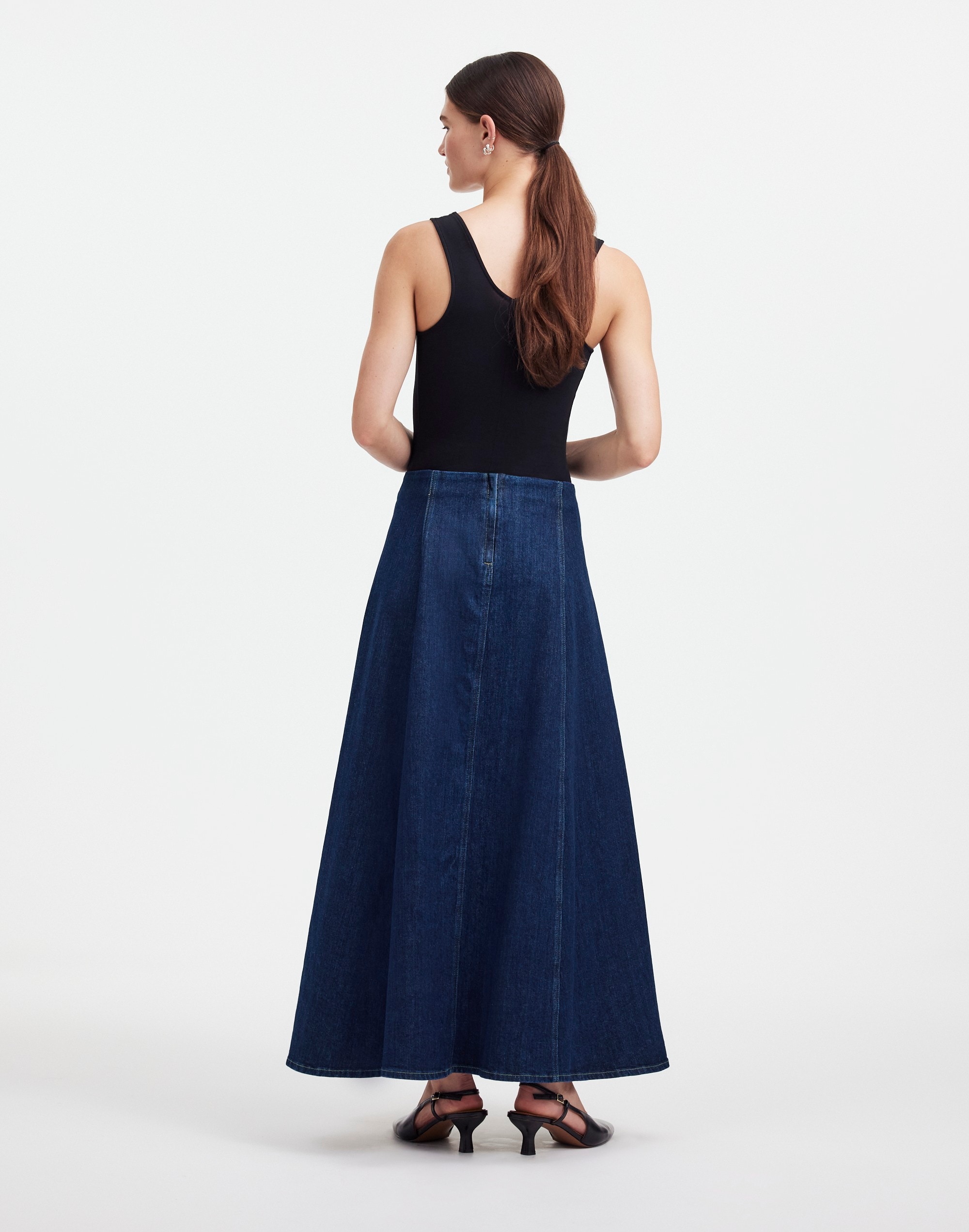 Alexa Chung for Madewell Denim Flare Midi Skirt Pellson Wash |