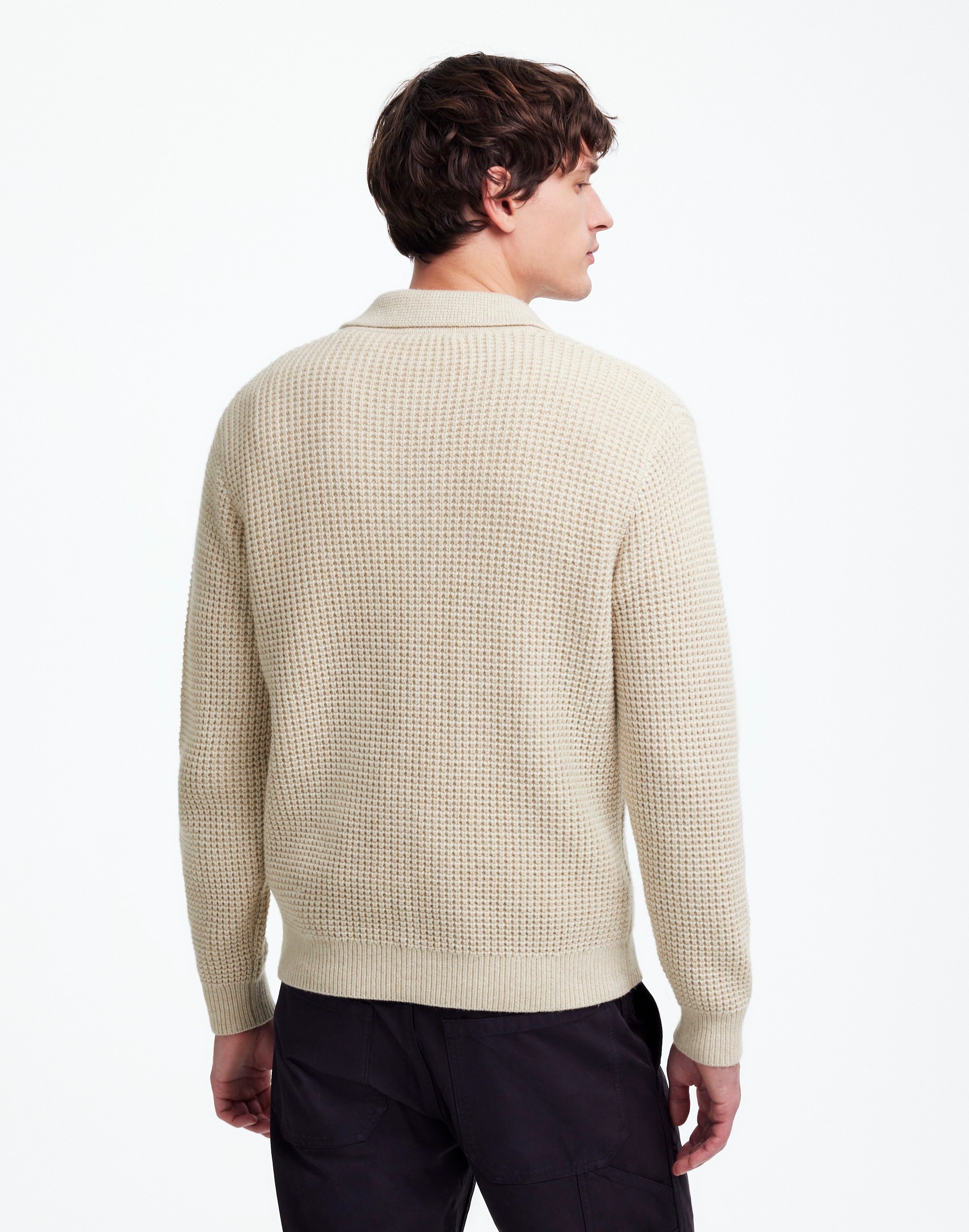 Johnny-Collar Sweater Polo Shirt Waffle Knit | Madewell