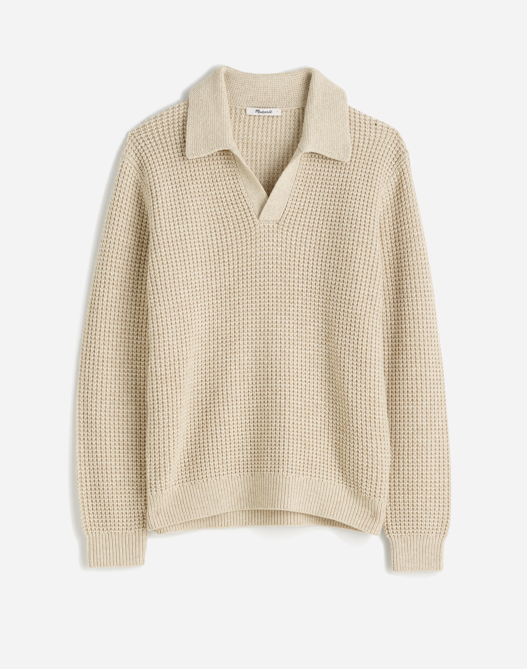 Johnny-Collar Sweater Polo Shirt Waffle Knit | Madewell