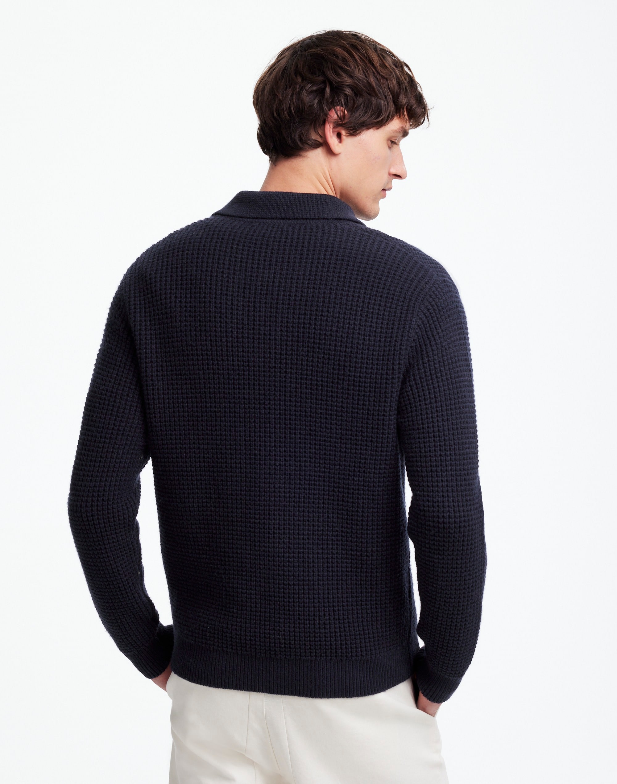 Johnny-Collar Sweater Polo Shirt Waffle Knit | Madewell