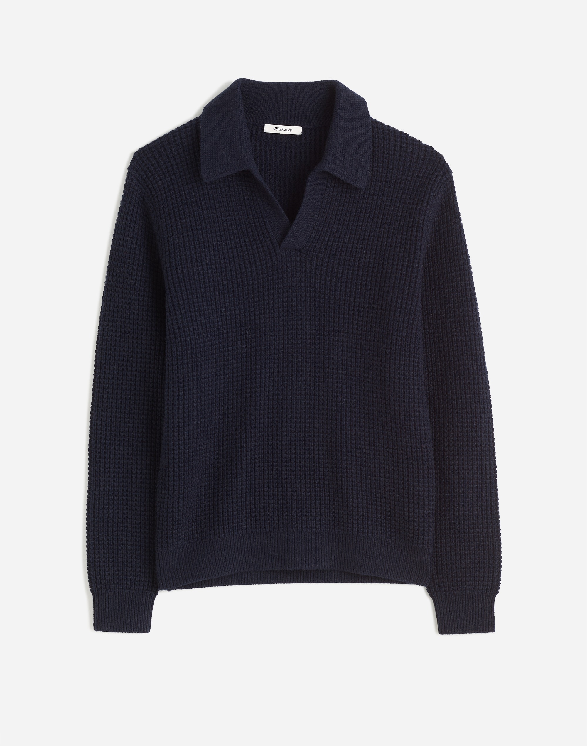 Johnny-Collar Sweater Polo Shirt Waffle Knit | Madewell