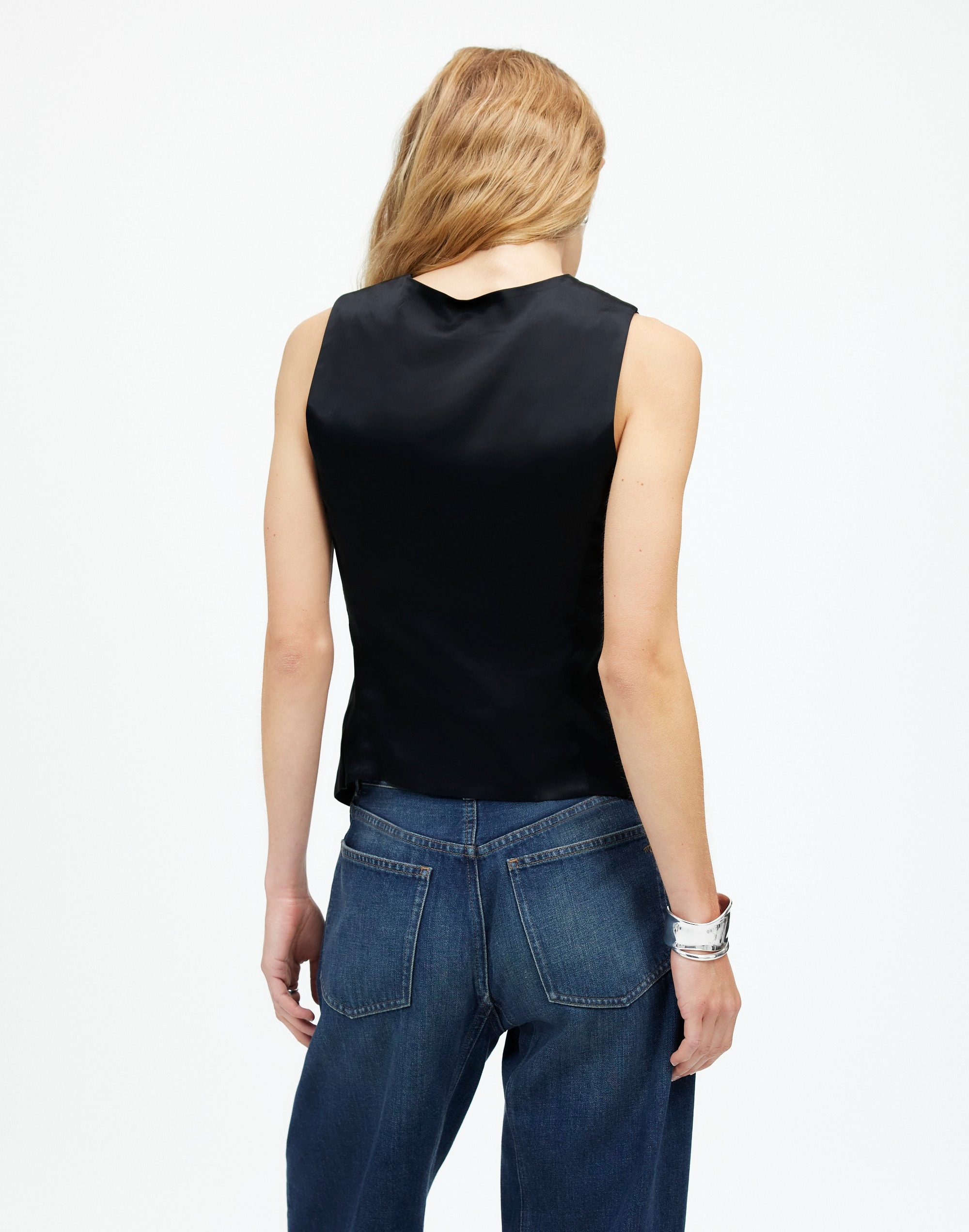 Button-Front Vest Top Satin | Madewell