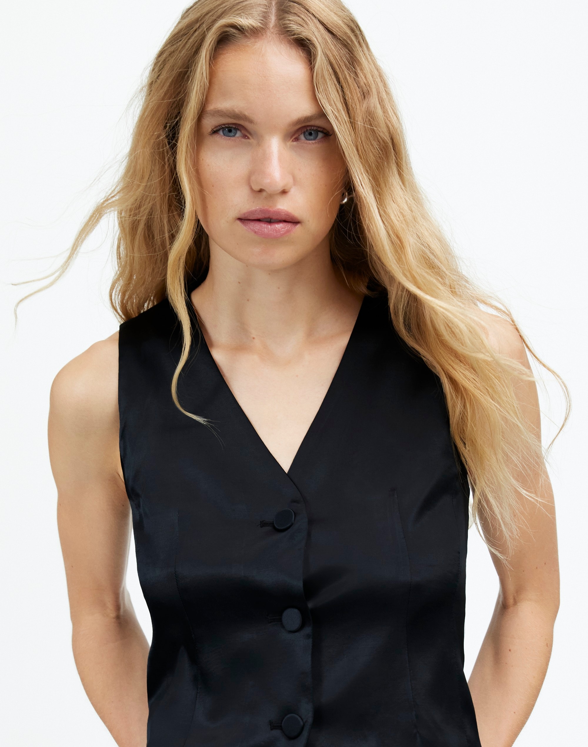 Button-Front Vest Top Satin | Madewell