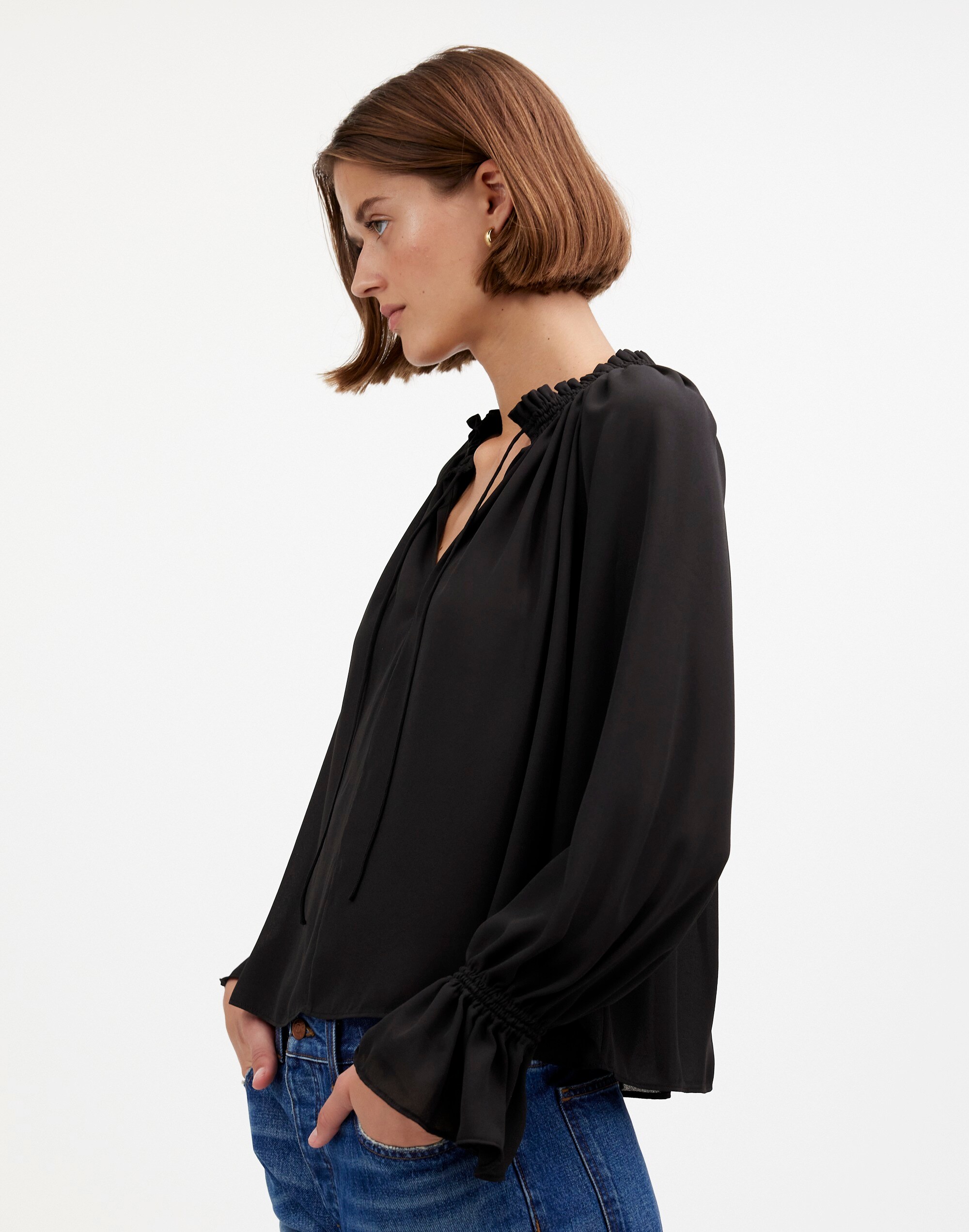 Long-Sleeve Tie-Neck Top | Madewell