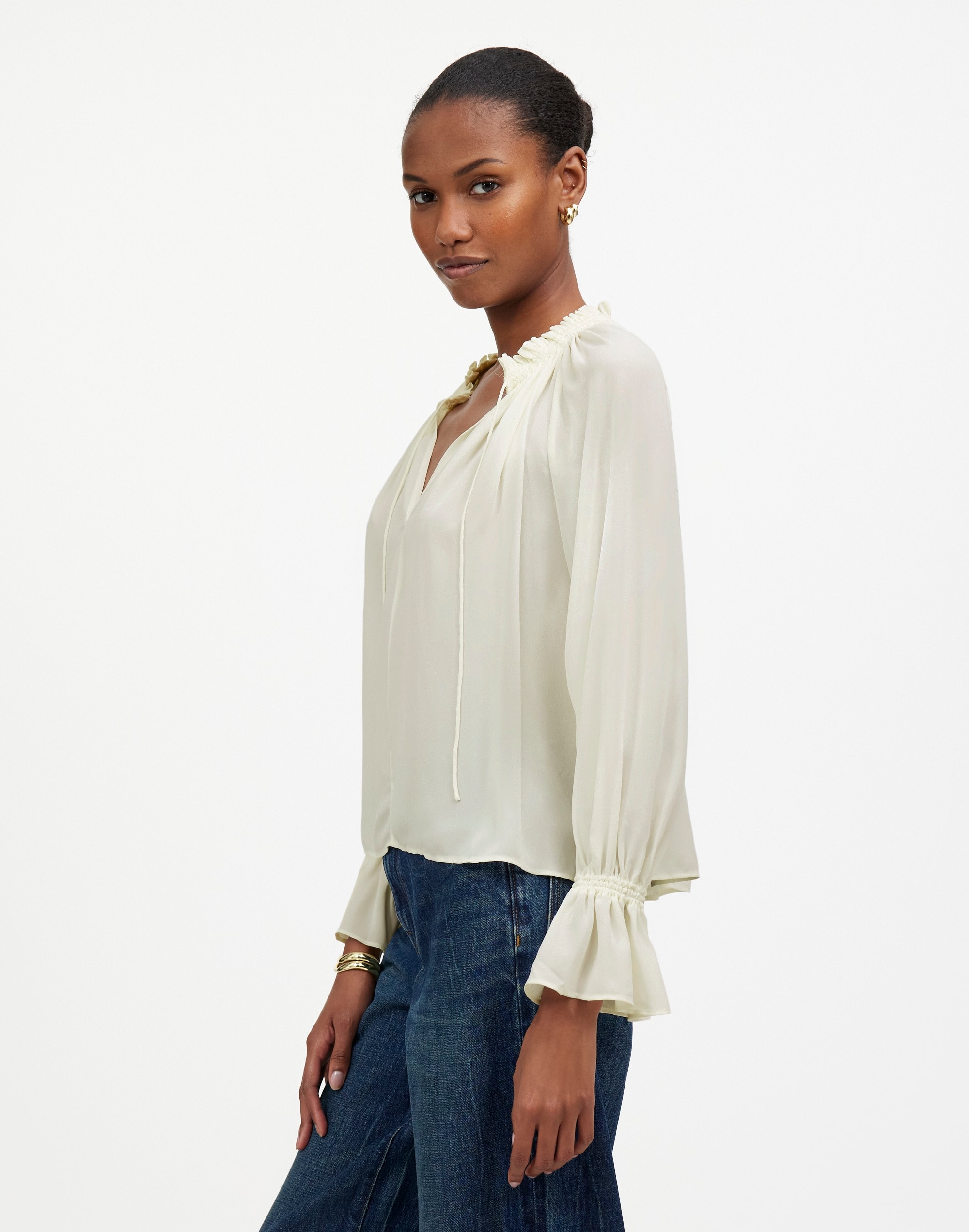 Long-Sleeve Tie-Neck Top | Madewell