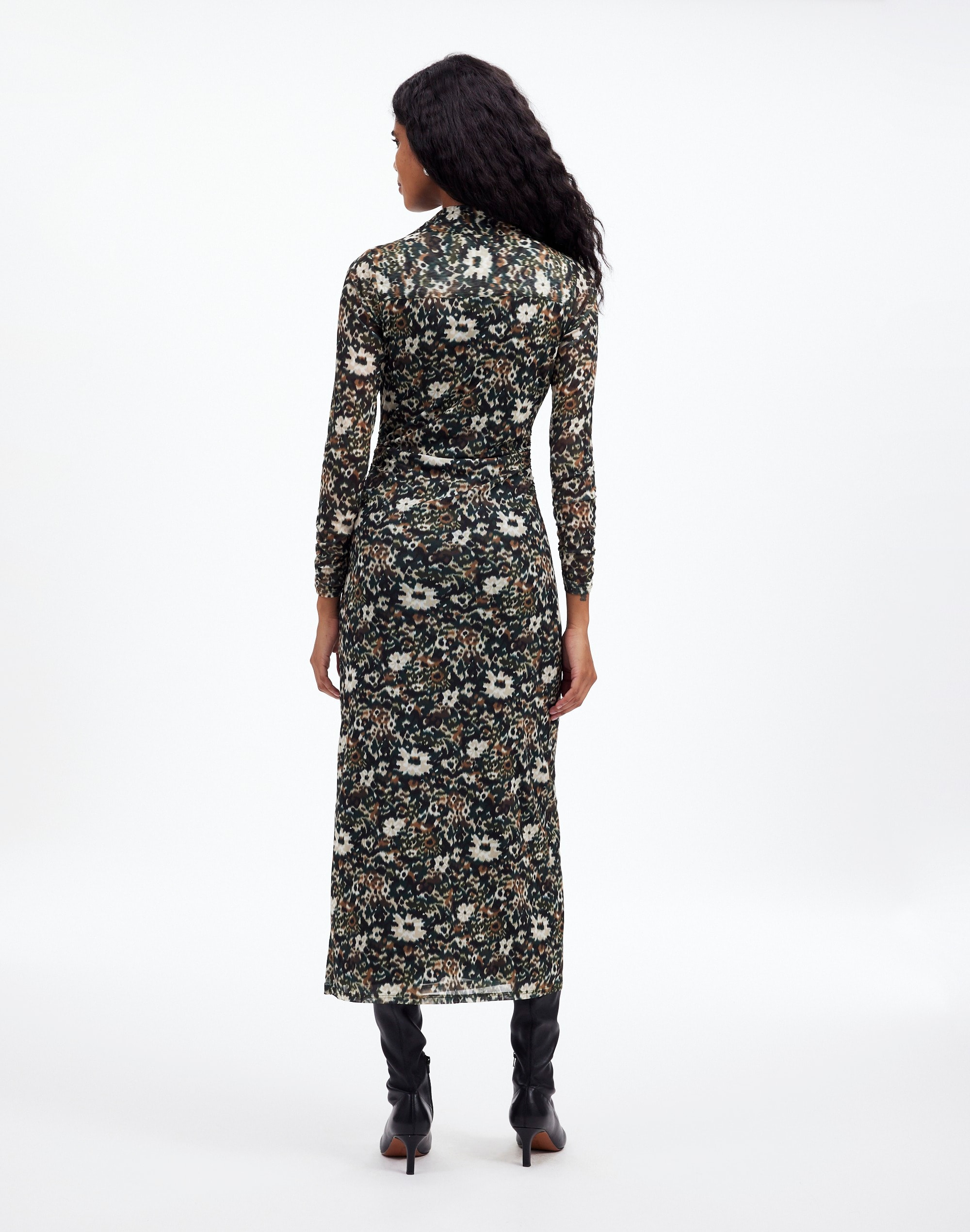 Long-Sleeve Polo Midi Dress Floral | Madewell