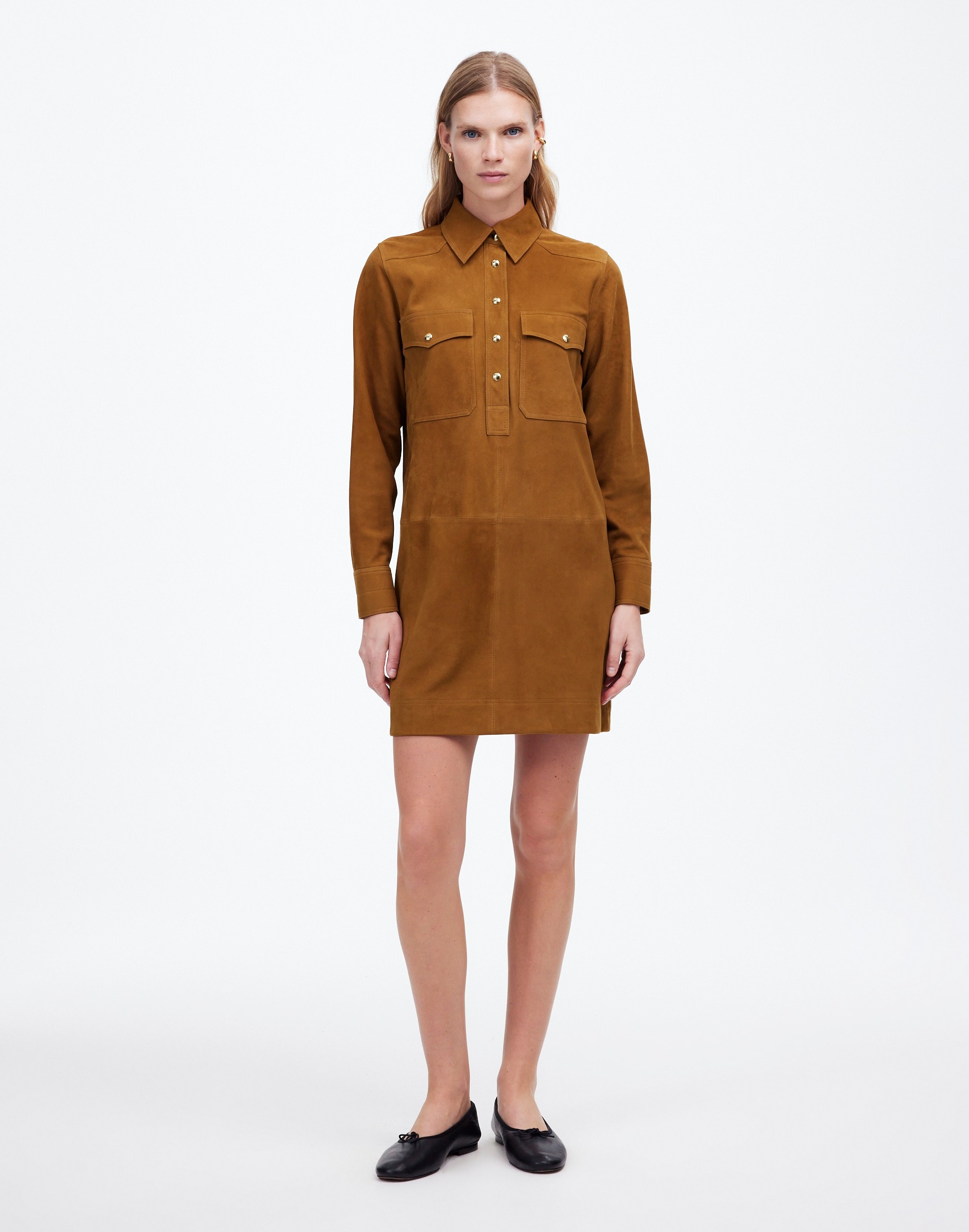 Button-Up Mini Shirtdress Suede | Madewell