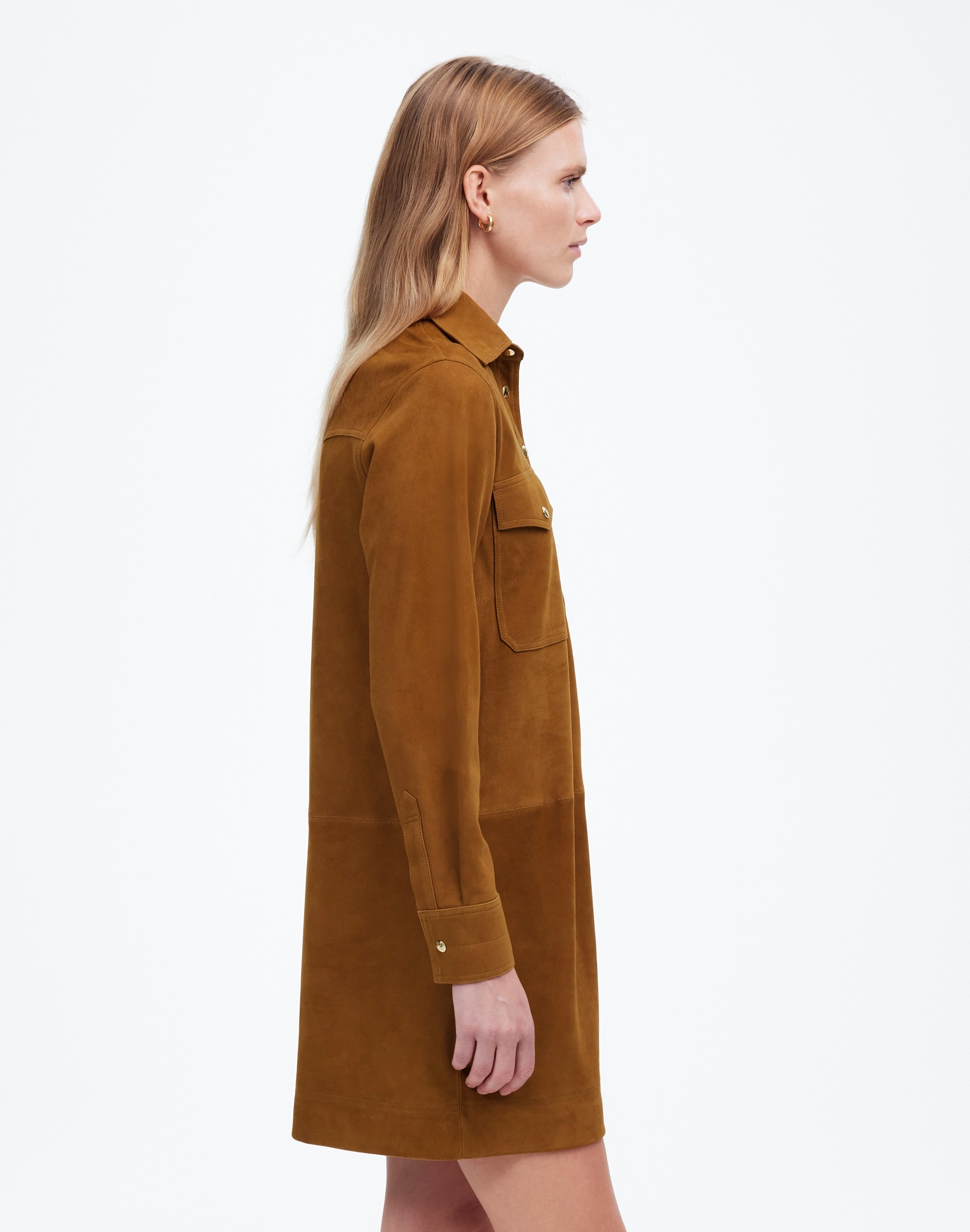 Button-Up Mini Shirtdress Suede | Madewell