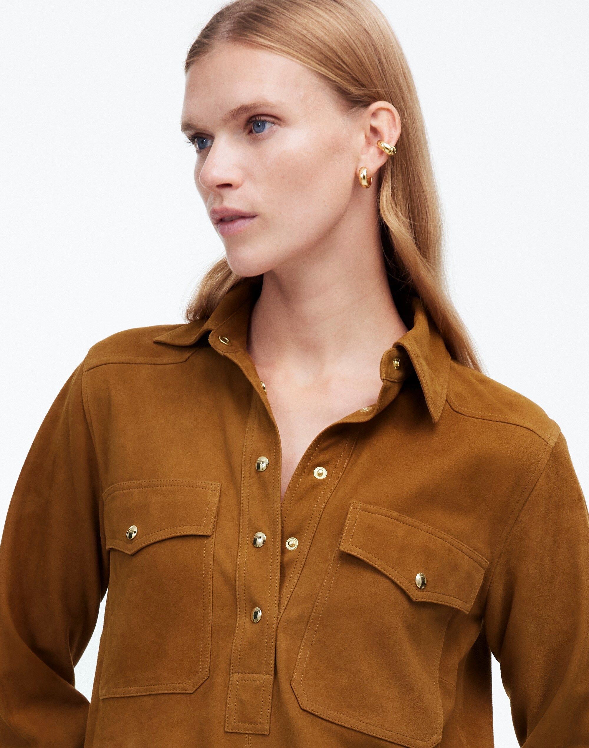 Button-Up Mini Shirtdress Suede | Madewell