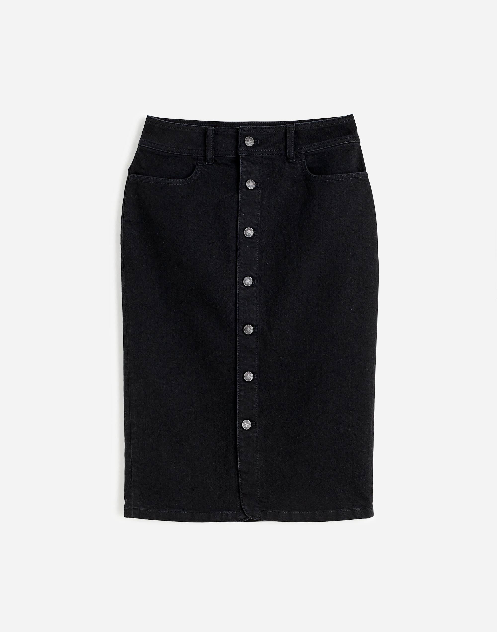 Denim Button-Front Midi Skirt Clean Black Wash | Madewell