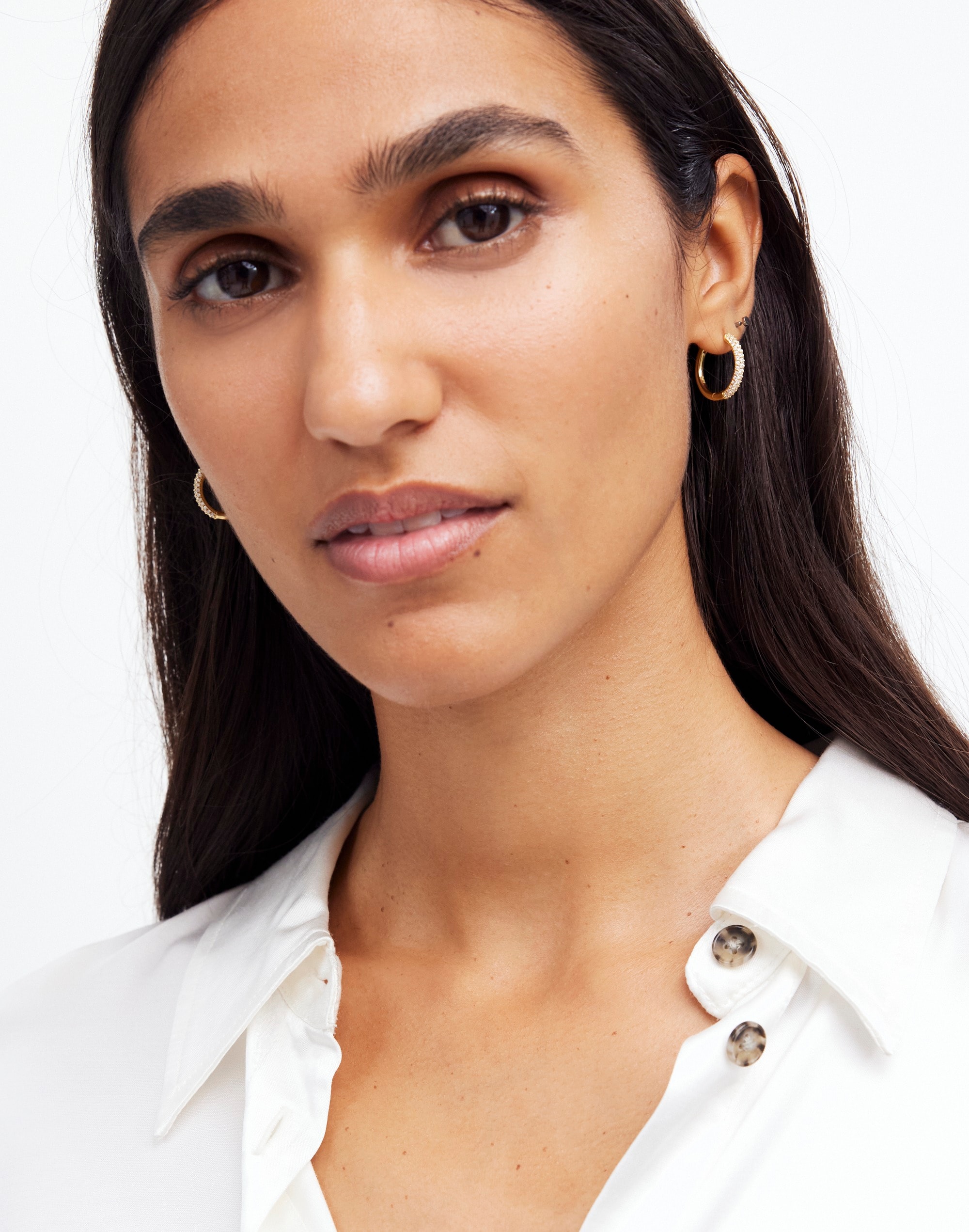 Demi-Fine Pavé Small Hoop Earrings | Madewell