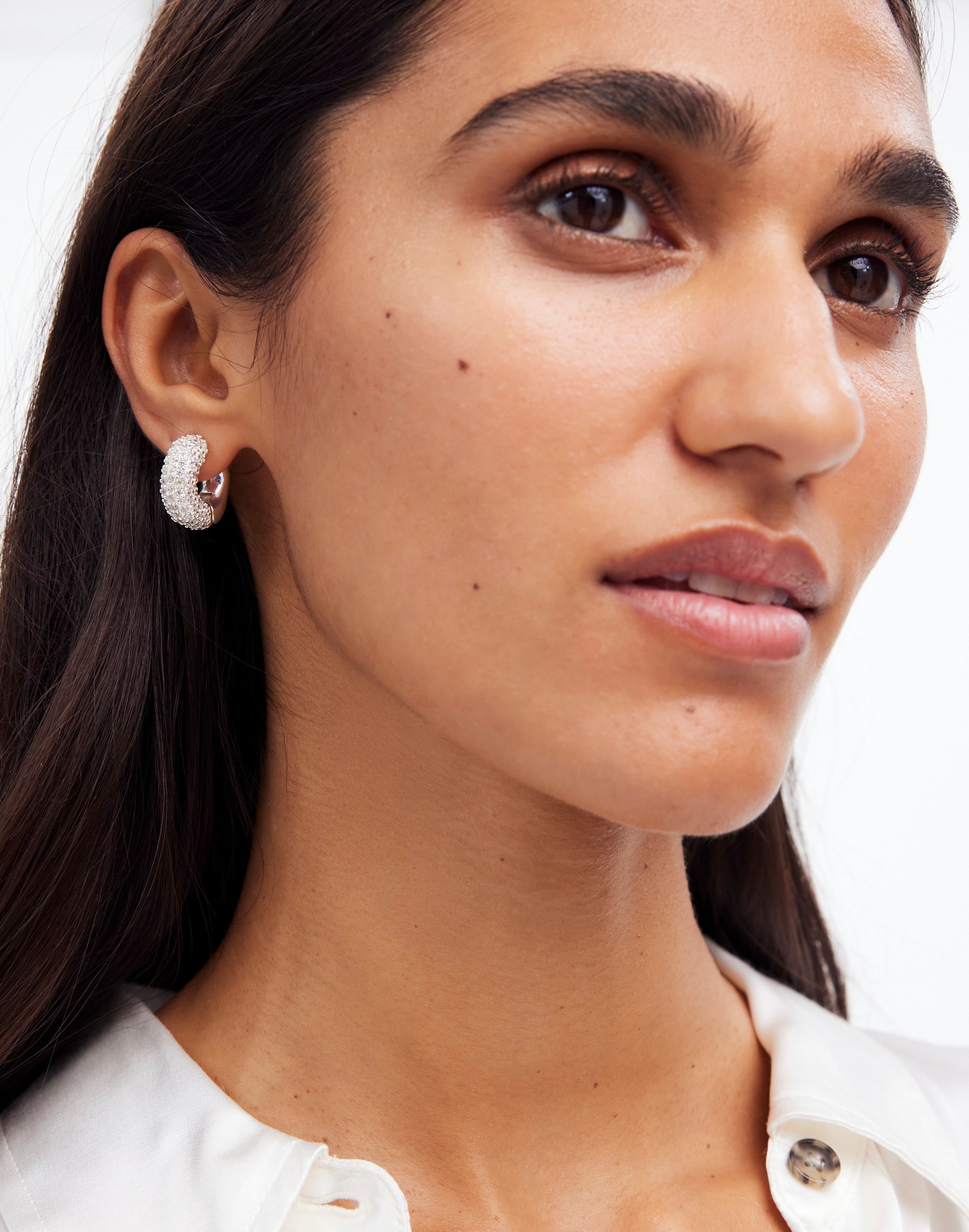 Pavé Small Hoop Earrings | Madewell