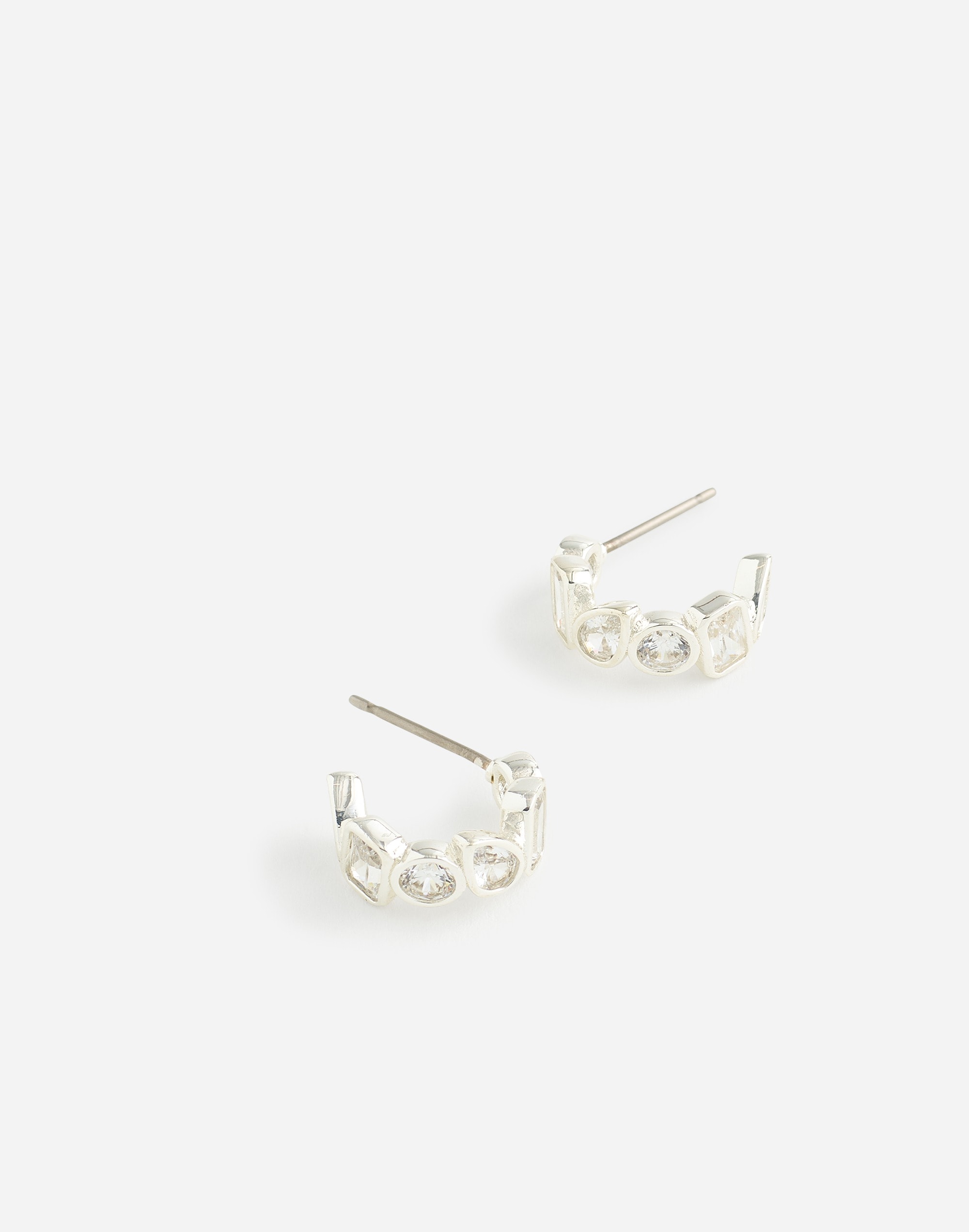 Mixed-Cut Crystal Cluster Huggie Hoop Earrings | Madewell