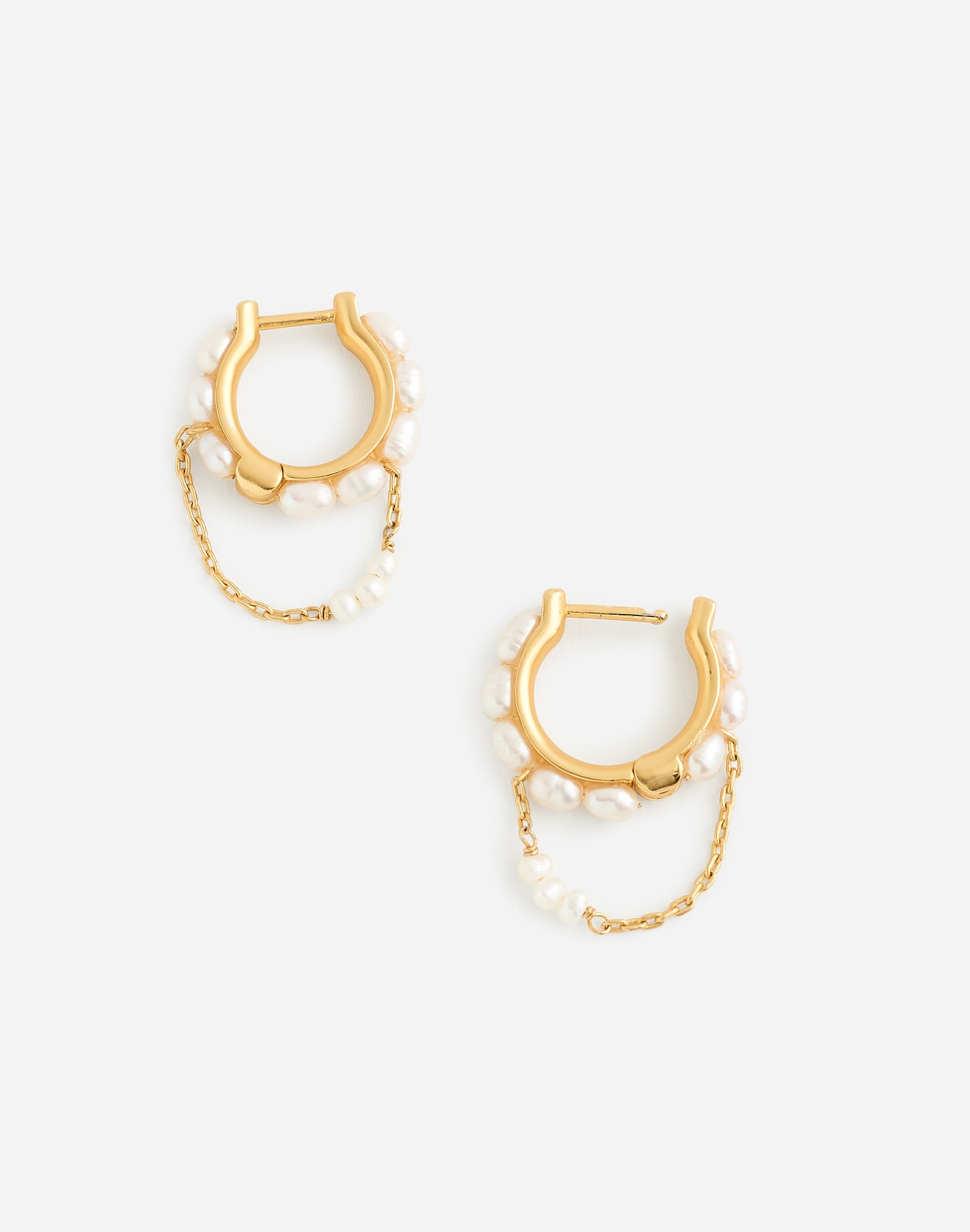 Freshwater Pearl Dangle Chain Huggie Hoop Earrings | Madewell