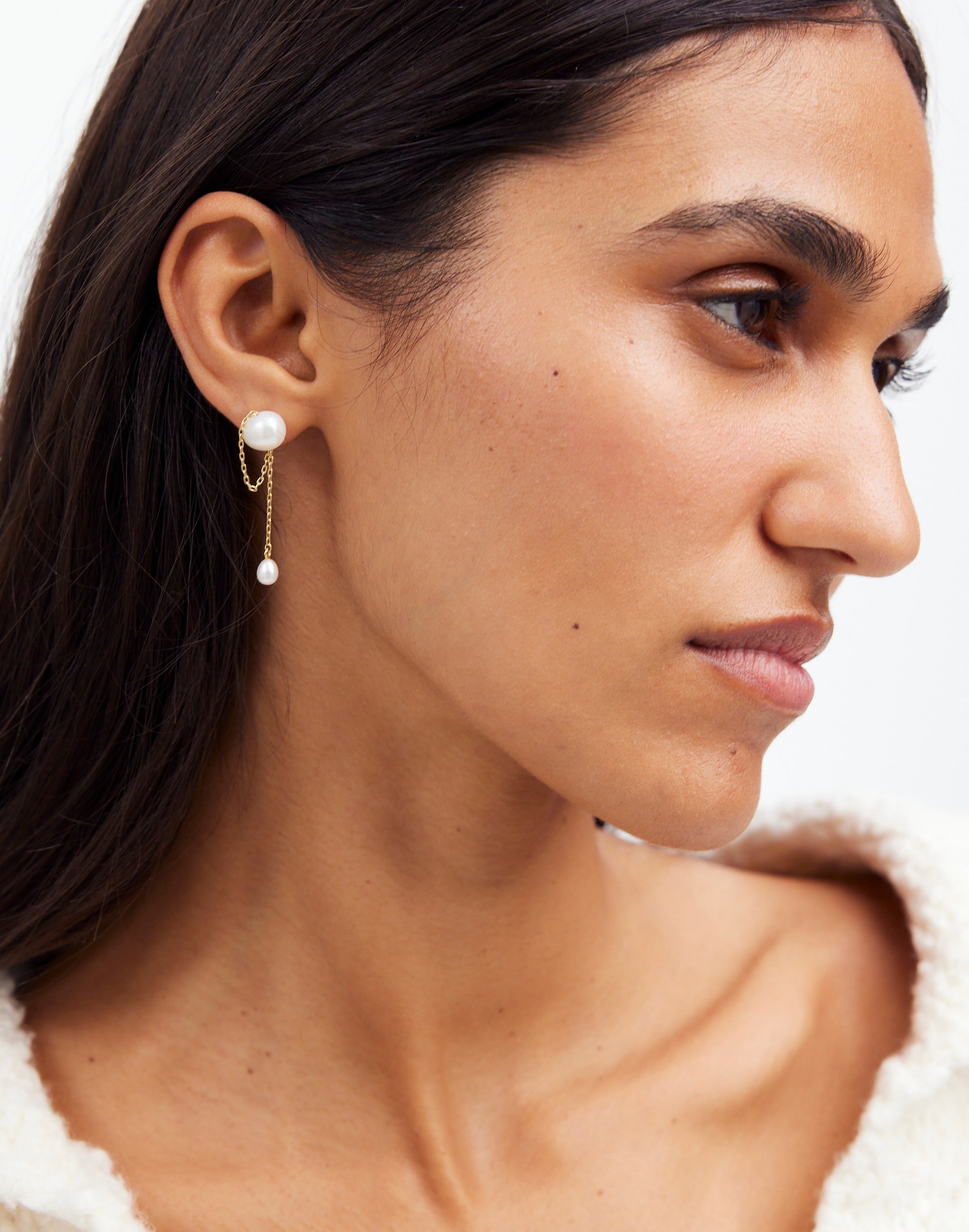 Freshwater Pearl Dangle Chain Stud Earrings | Madewell