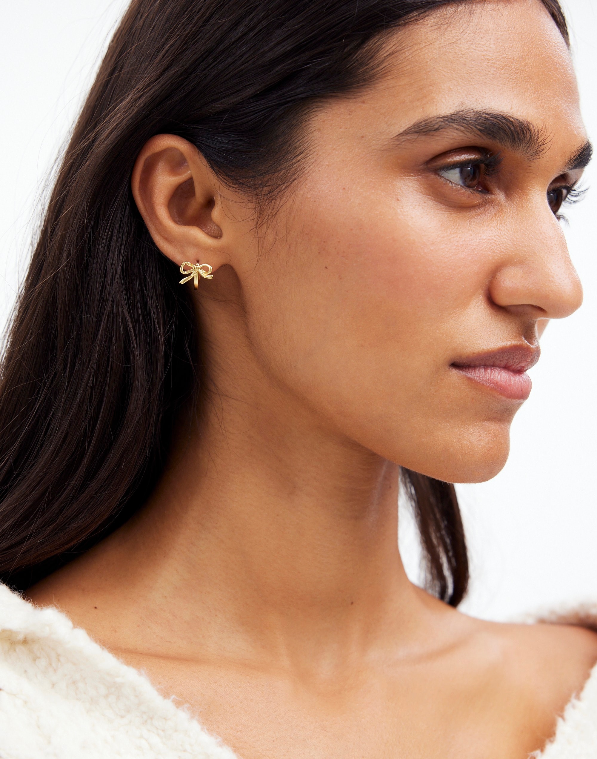 Metal Bow Huggie Hoop Earrings | Madewell